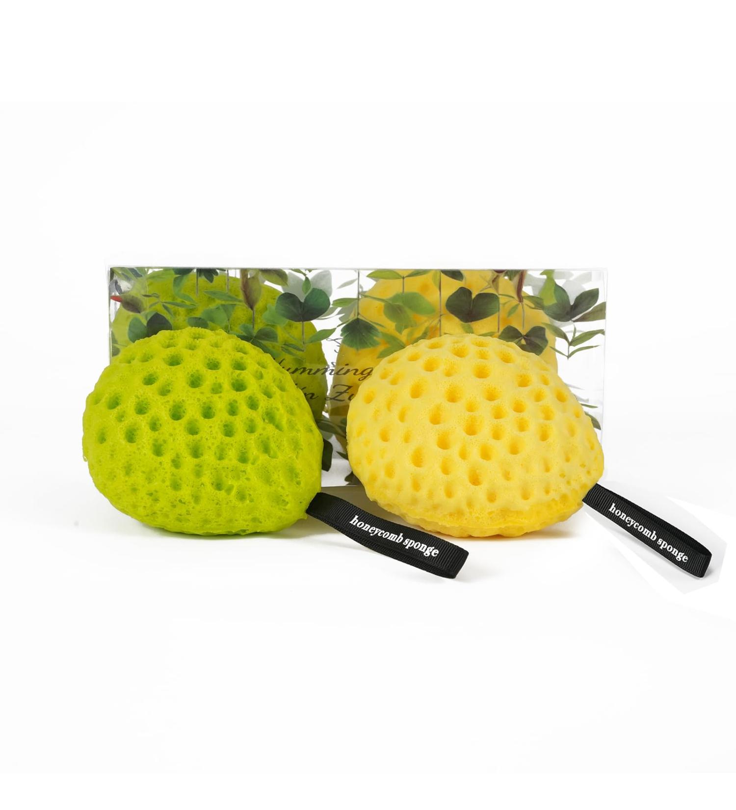Buy YABAHU Bath Sponge Set - Luxurious Dual-Tone Lemon Yellow & Lime Green Ultra-Soft Eco-Friendly & Expandable | Perfect for Revitalizing Bath Experience - Buy Online on GoSupps.com