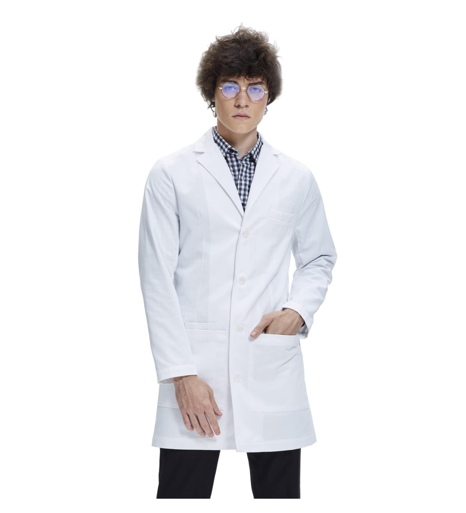 Dr. James Men's Tailored Fit Lab Coat with Smartphone and Tablet Pockets - White, 38 Inch Length (Size Small) - Buy Online on GoSupps.com