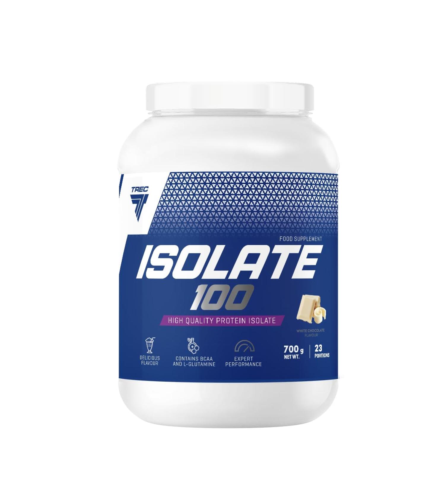 Trec Nutrition Trec Nutrition Isolate 100 700g Jar White Chocolate Whey protein isolate with CFM amino acids ideal for mornings and post-workout