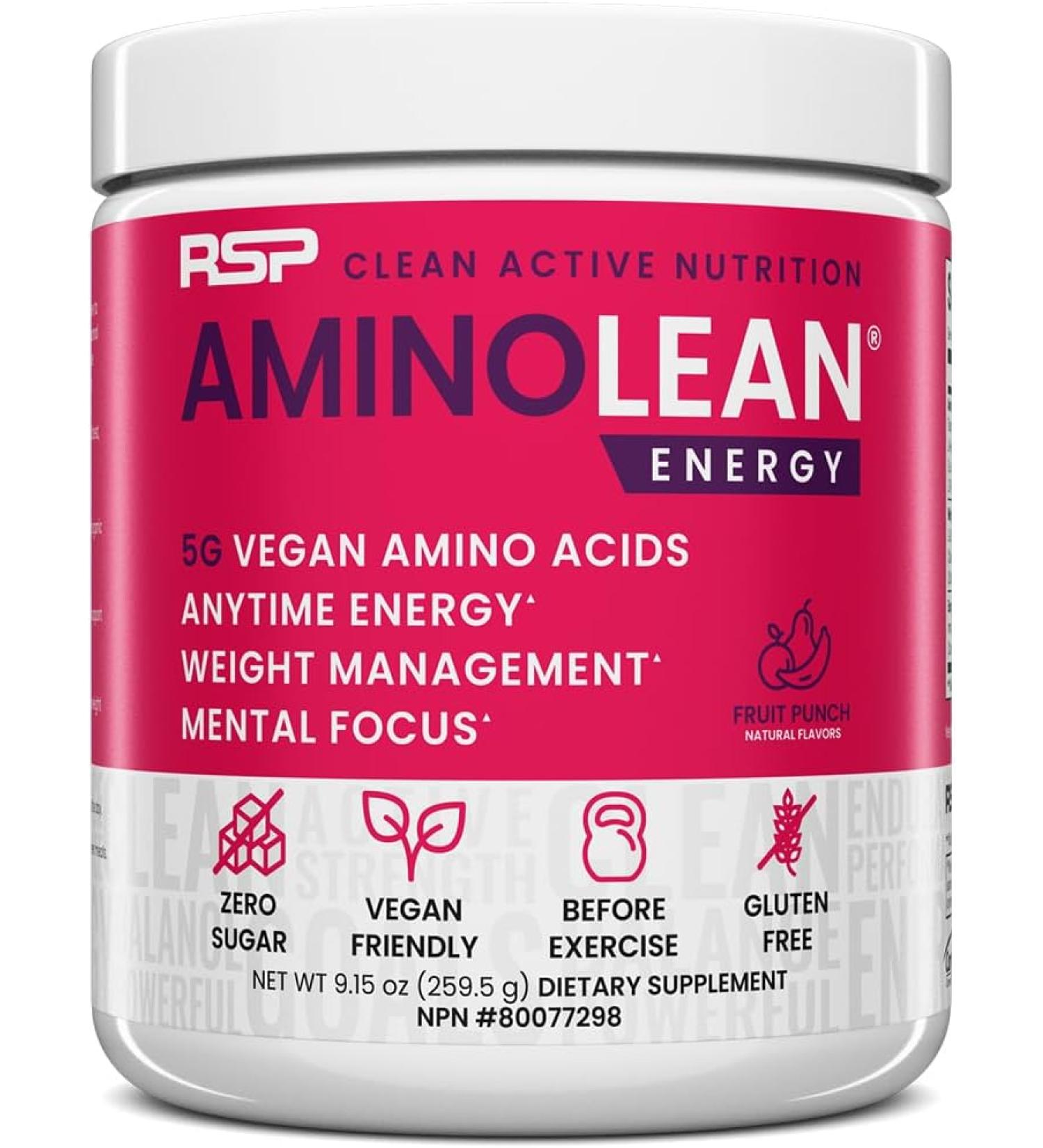AminoLean Pre Workout Powder - Amino Energy & Weight Management with BCAA & Natural Caffeine - Preworkout Boost for Men & Women - Fruit Punch Flavor - 30 Servings - Buy Online on GoSupps.com