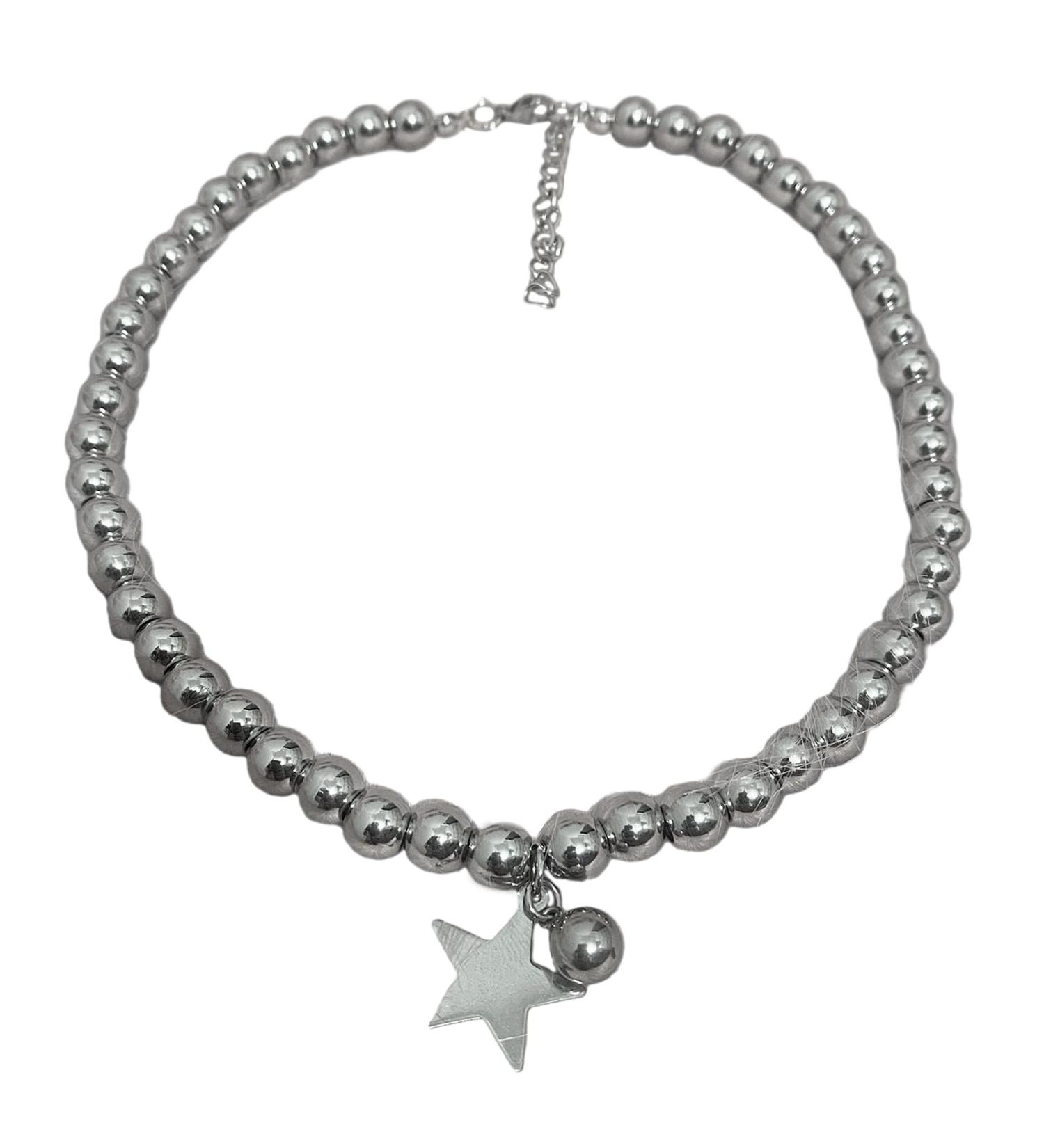Oralgo Large Ball Chain & Vintage Pearls - Versatile Punk Choker for Women & Girls | Titanium Steel Jewelry - Buy Online on GoSupps.com