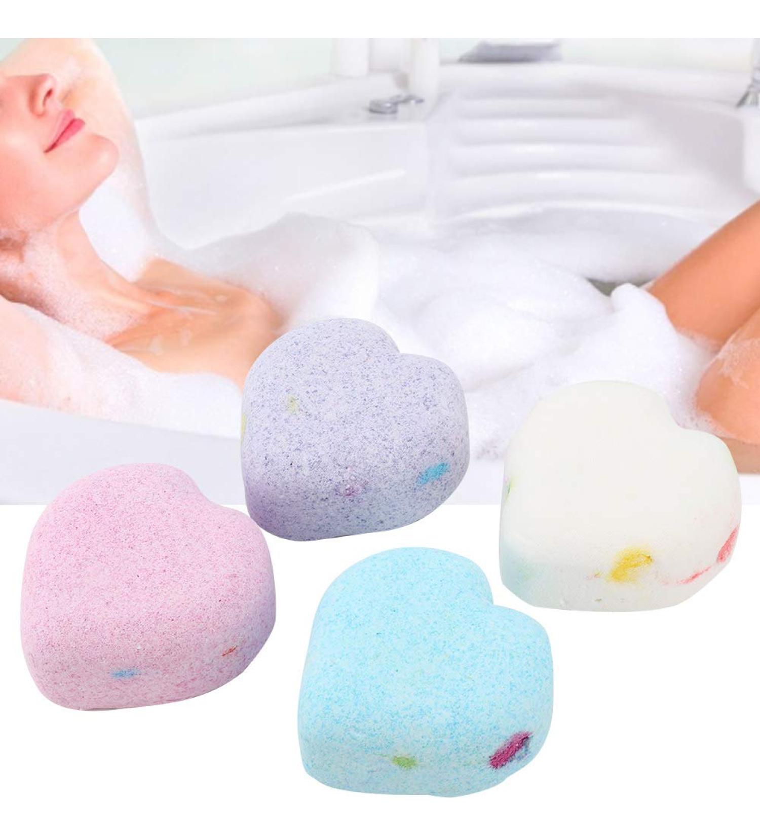 4PC Heart Shape Bath Bomb Set - Aromatherapy Body Cleanser & Moisturizer Gift for Women Girls & Kids - Buy Online on GoSupps.com