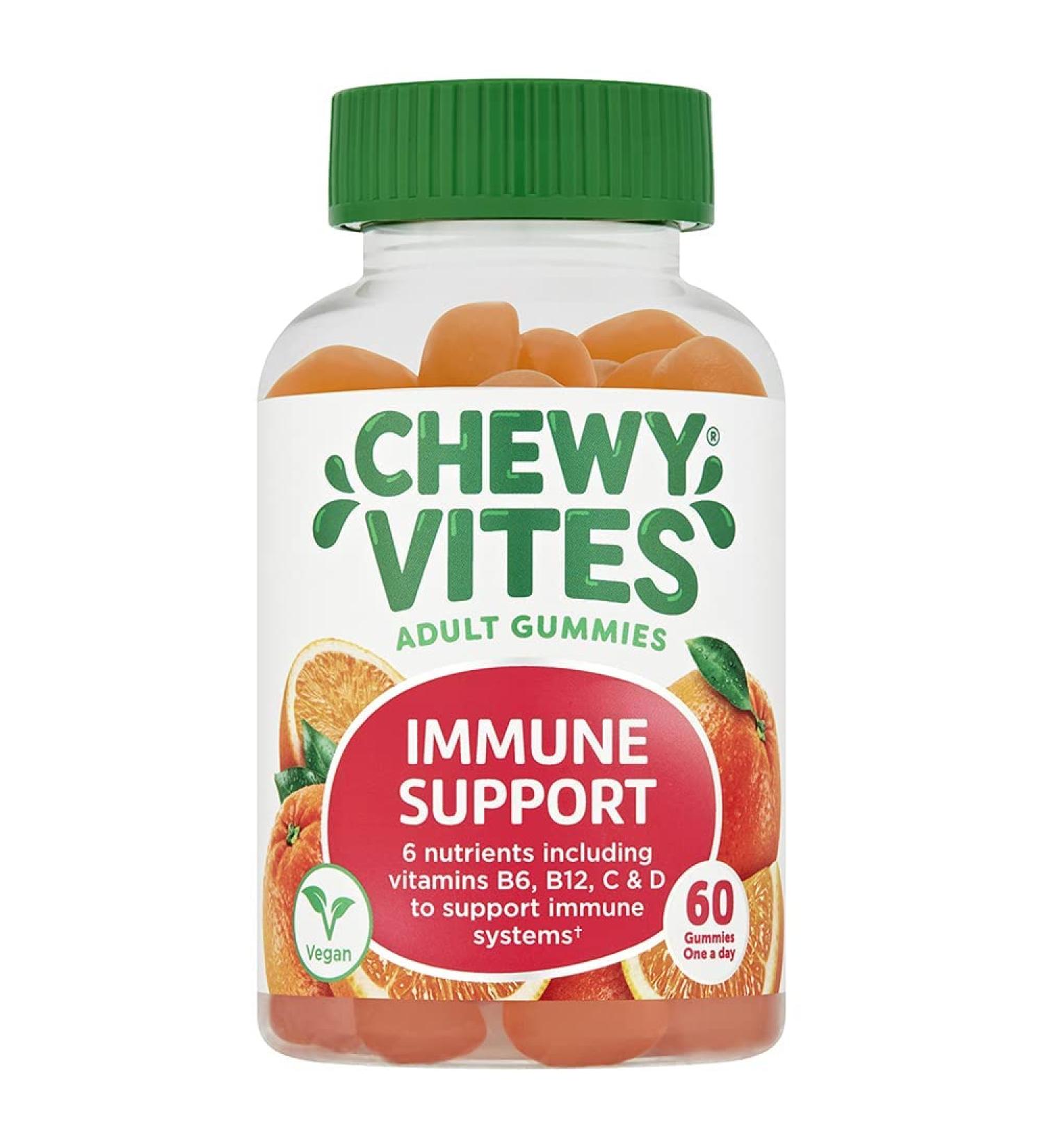 Chewy Vites Adults Immune Support Gummies | High Strength Vitamins D, B6, B12, C, Zinc, Selenium | 60 Count (2 Months Supply) | Real Fruit Juice | 1-a-Day | Pack of 1 - Buy Online on GoSupps.com