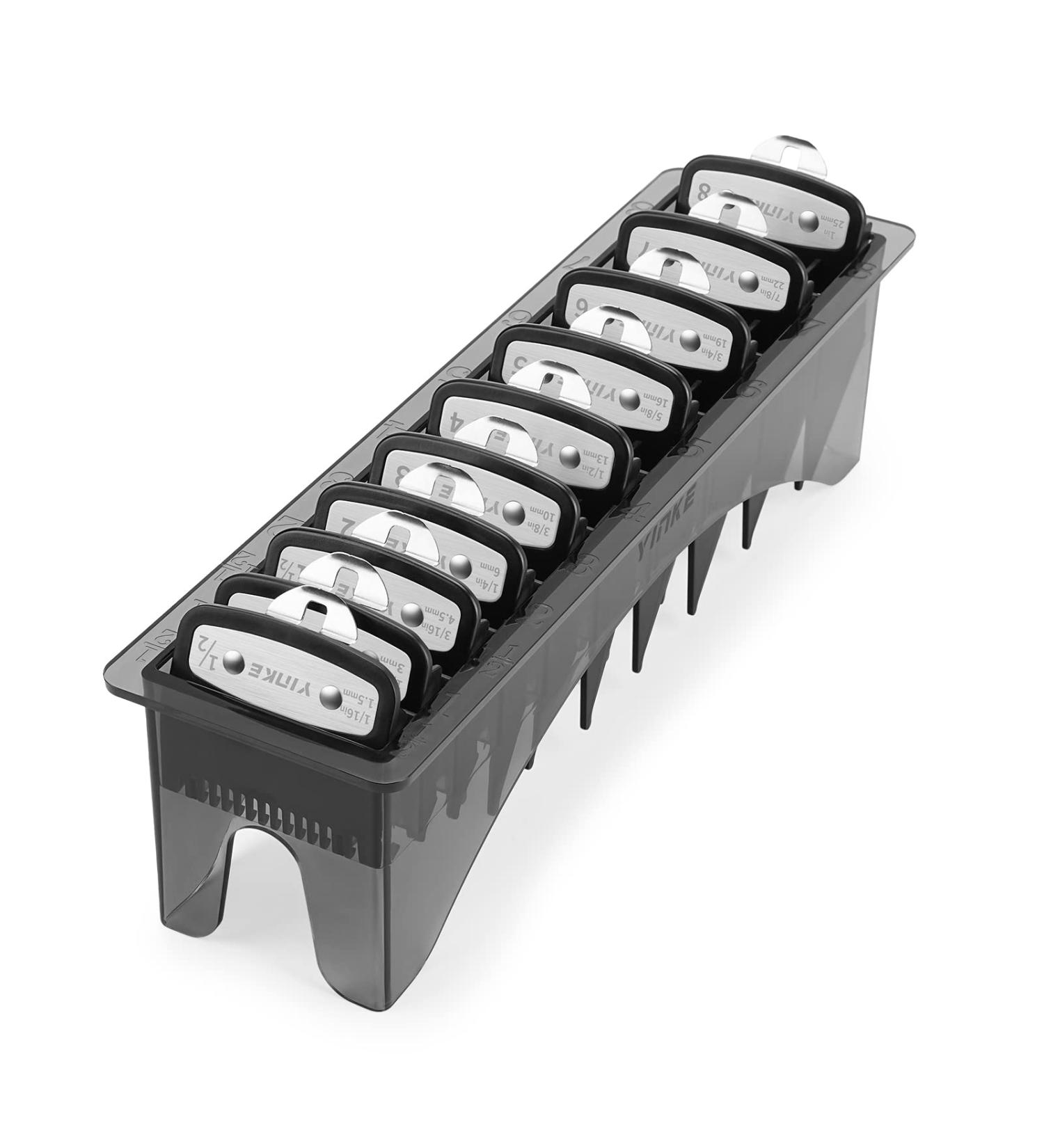 Wahl Clipper Guards Professional with Metal Clip - 10 Cutting Lengths - Fits Most Wahl Clippers - Premium Holder Stand Included (10 Pack) Black - Buy Online on GoSupps.com