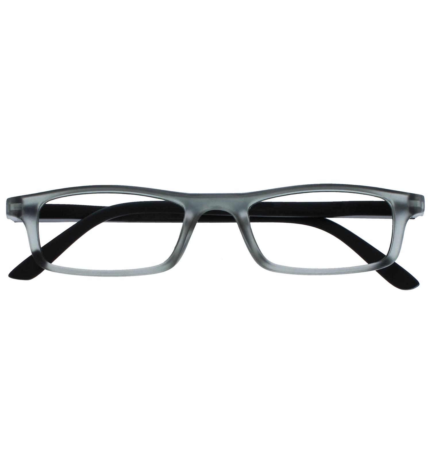 Matt Grey Black Lightweight Reading Glasses - Designer Style for Men & Women - Spring Hinges - R17-7 +2.00 - Buy Online on GoSupps.com