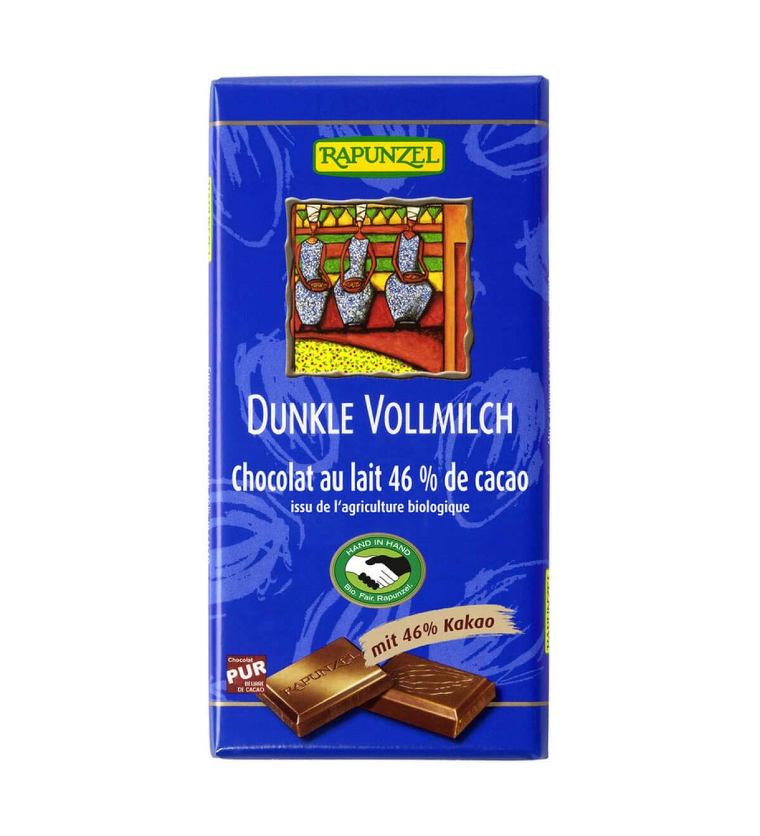 Rapunzel Naturkost Rapunzel - Whole Milk Dark Chocolate 46% HIH - 100g - Pack of 12