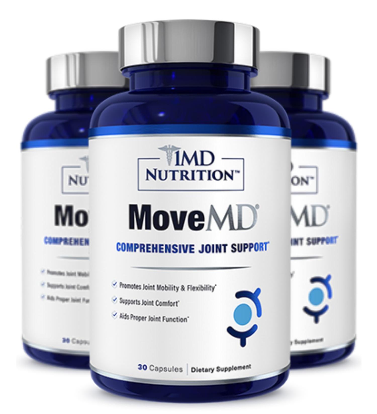 1MD Nutrition MoveMD - Joint Health Supplement - Doctor Formulated | with Collagen Astaxanthin and More | 30 Capsules (3-Pack) 30 Count (Pack of 3) - Buy Online on GoSupps.com