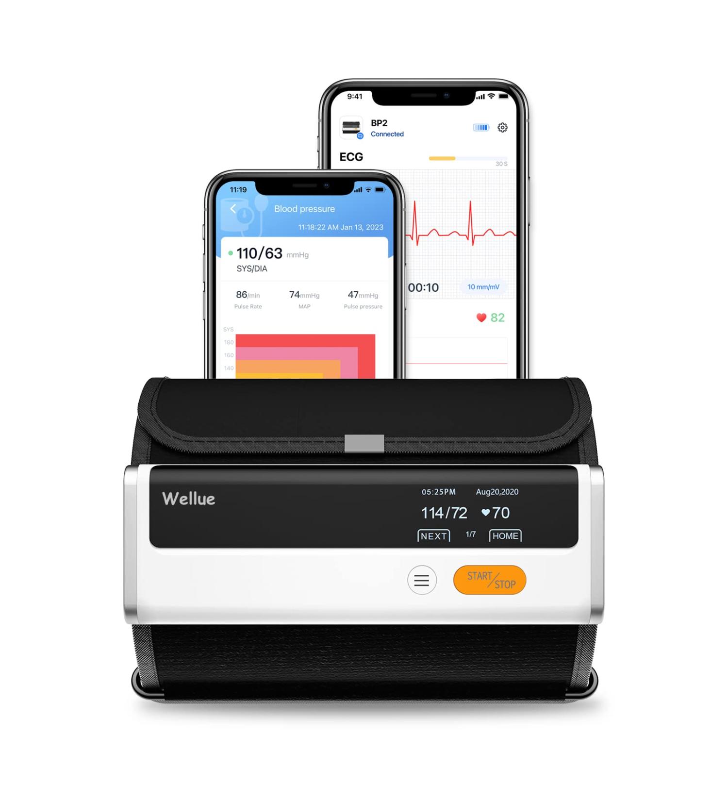 Wellue Armfit Plus Blood Pressure Monitor with EKG - Bluetooth Upper Arm Meter Large Cuff Free iOS & Android App for Home Use - Buy Online on GoSupps.com