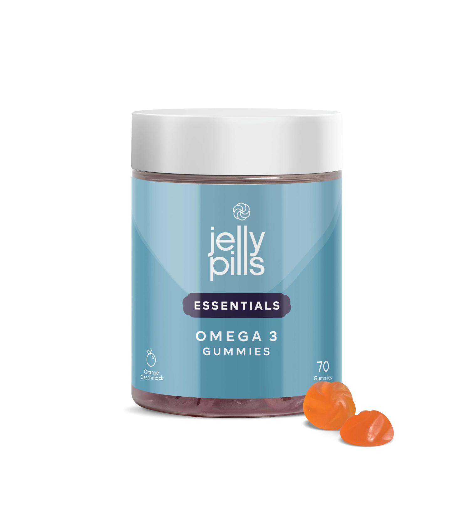 Jelly Pills Omega-3 Rubber - Vegan DHA & BCAA Gummies for Kids & Adults | Sugar-Free Orange Flavor - 70 Count - Buy Online on GoSupps.com