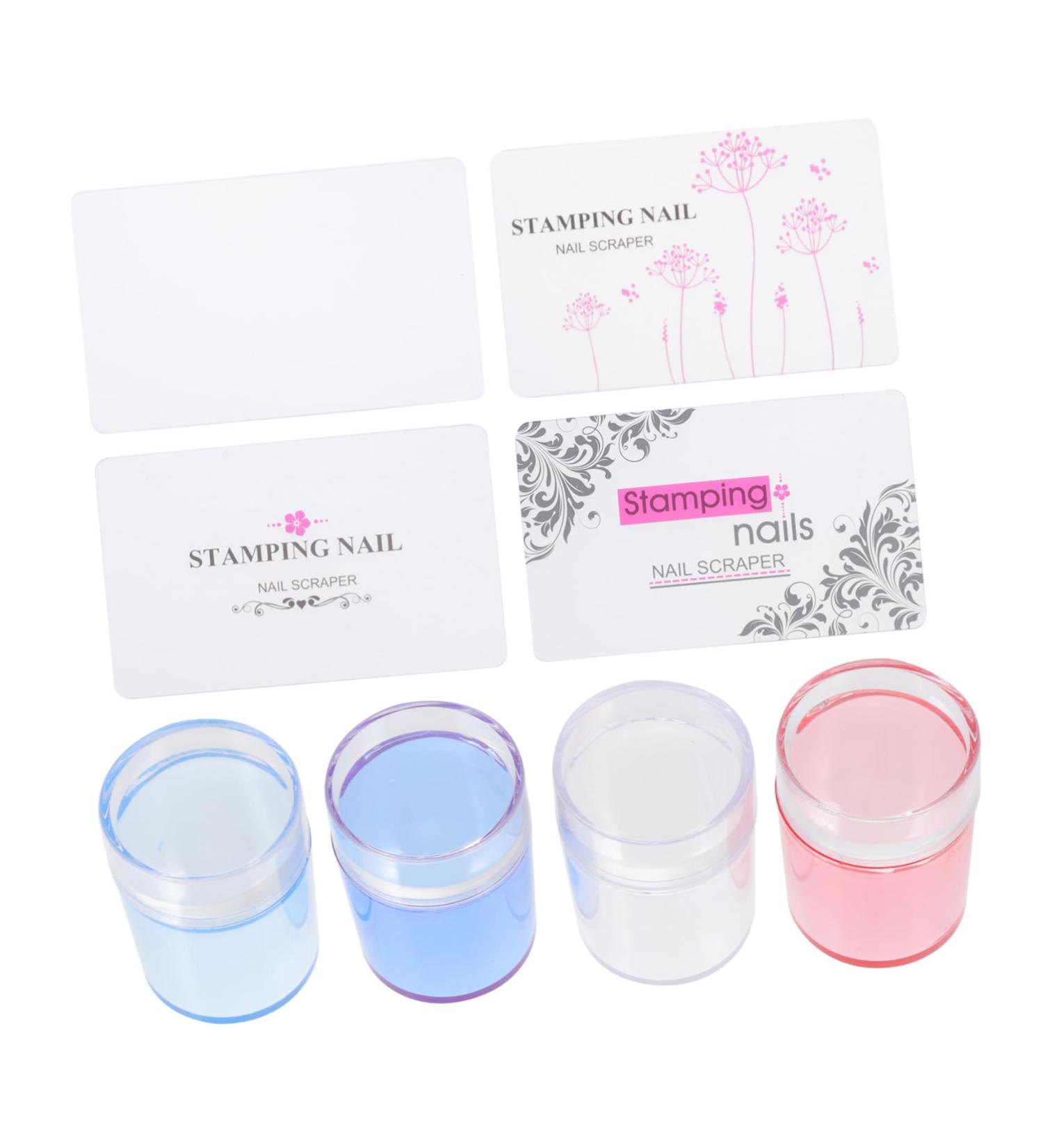 Mikinona 4 Sets Nail Art Silicone Stamp Small Nail Stamper Silicone Spatula Silicone Nail Stampers Nail Accessories Nail Molding Gel Nail Stamp Tool Safe Salon Scraper Manicure - Buy Online on GoSupps.com