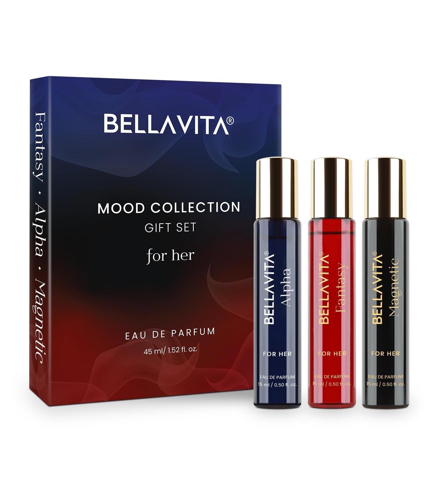 BELLA VITAS Mood Collection Gift Set 3x15ML for Women | Alpha Fantasy & Magnetic EDP Liquid Perfume | with Pink Pepper Jasmine and Moss | Fruity Floral Long Lasting Fragrance Scent - Buy Online on GoSupps.com