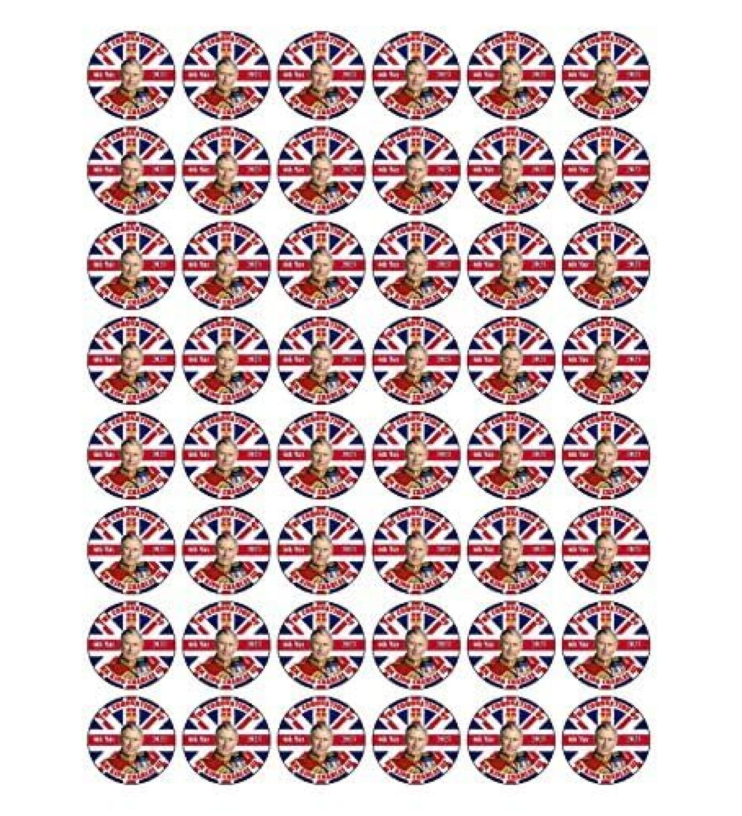 King Charles Coronation 48 x 3cm PREMIUM EDIBLE RICE PAPER ROUND CAKE TOPPERS D1