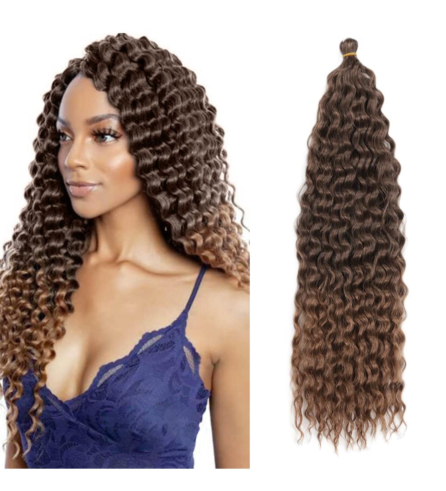 22 Inch Deep Twist Crochet Hair - Ocean Wave Curly Bohemian Braids | 3 Packs Synthetic Hair Extensions for Women & Girls | T4/10# - Buy Online on GoSupps.com