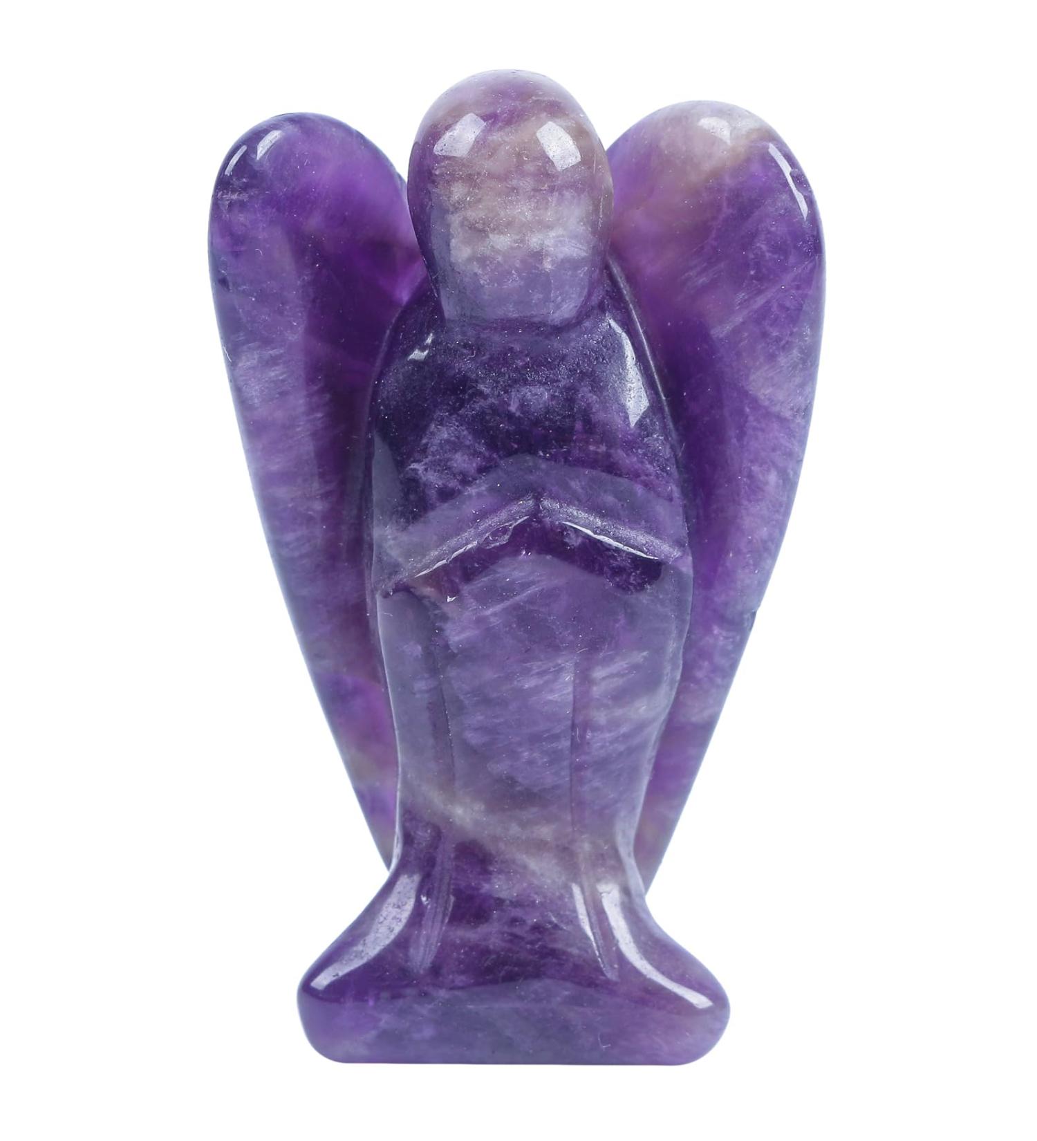 Lovionus89 Amethyst Guardian Angel Statue - Hand-Carved 5cm Healing Crystal Decor for Bag - Buy Online on GoSupps.com