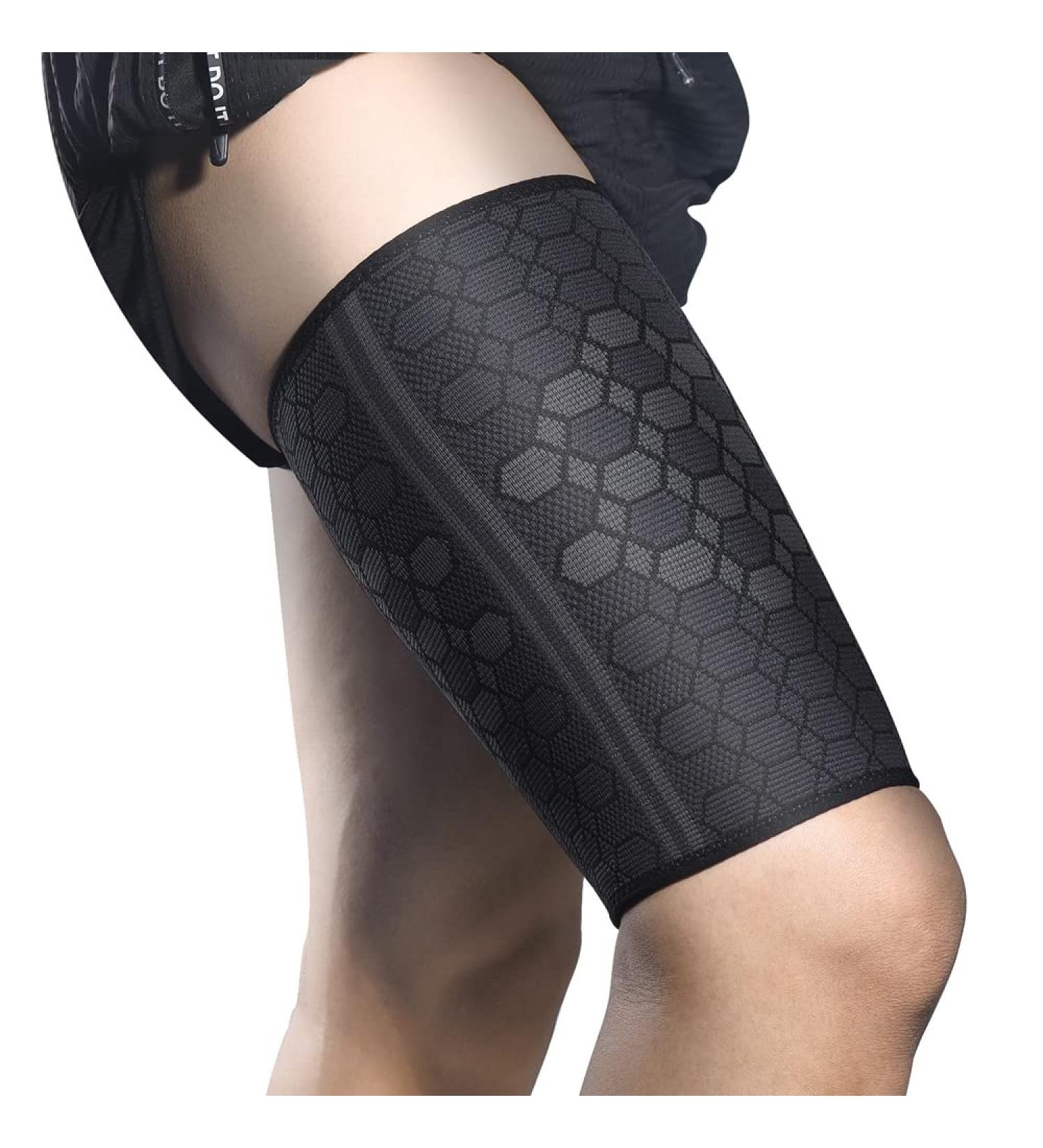 Tofbs 2-Piece Compression Thigh Bandage for Men & Women | Breathable Elastic Support for Knee Tendon & Quadriceps Injuries | Muscle Pain Relief (Large) - Buy Online on GoSupps.com