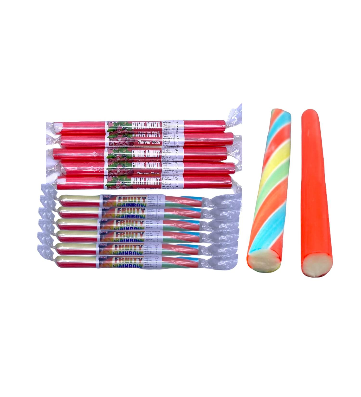 200 X Assorted Mint & Mixed Fruit Rock Sticks Handmade Traditional Rainbow Classic Sweets Retro Seaside Gift Wholesale Confectionery - Buy Online on GoSupps.com