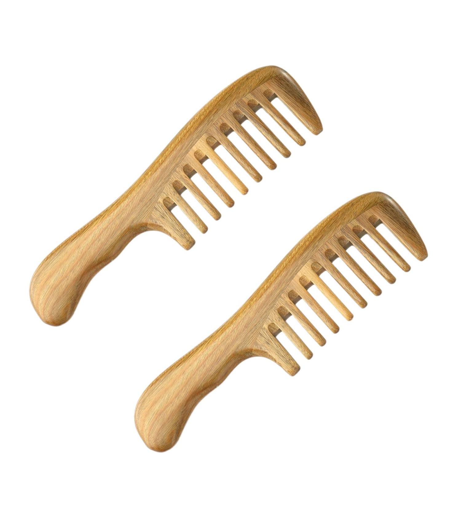 Plawee 2X Wide Tooth Natural Sandalwood Hair Comb- No Static Wooden Detangling Comb with Smooth Handle - Buy Online on GoSupps.com