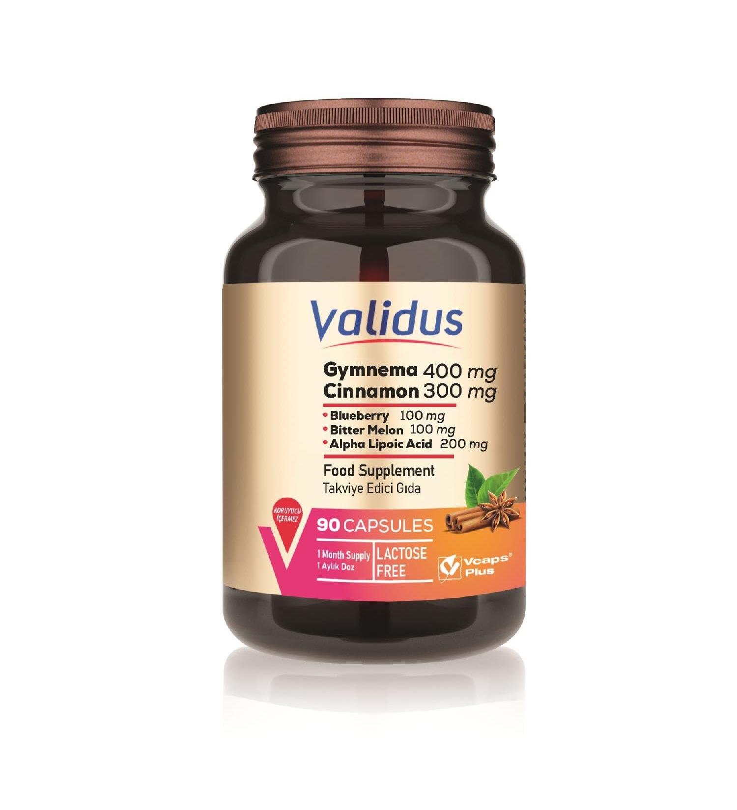 VALIDUS Gymnema Sylvestre 400 mg + Cinnamon 300 mg 90 Capsules (Vcaps Plus)