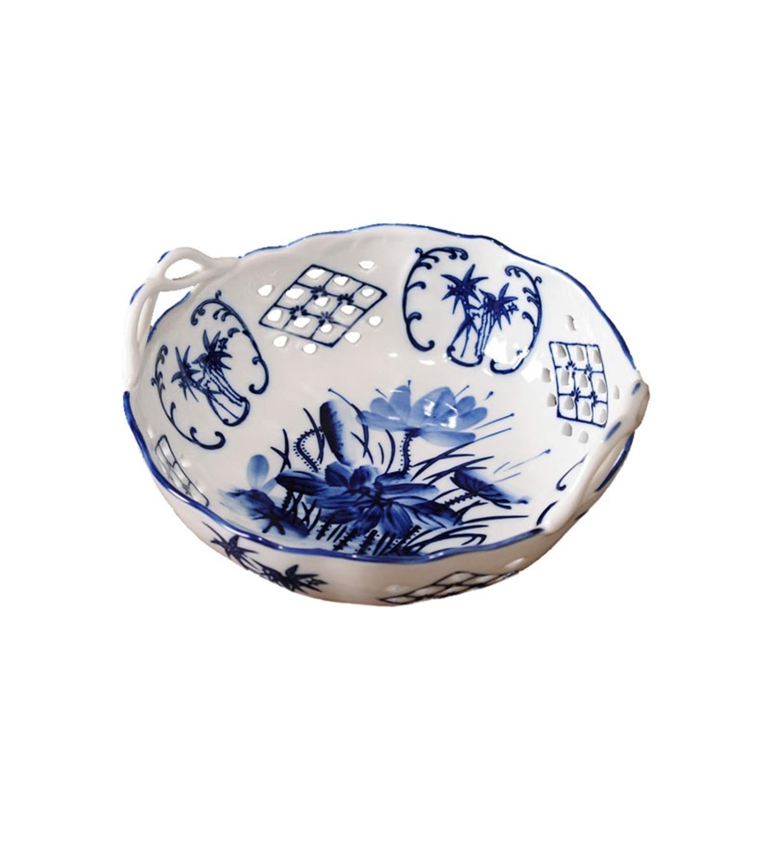 Fruit Bowl Fruit Plate Home Round Ceramic Fruit Bowl Living Room Dining Room Kitchen Desktop Porcelain Fruit Dish Hollow Candy Bowl Fruit Plate - Buy Online on GoSupps.com