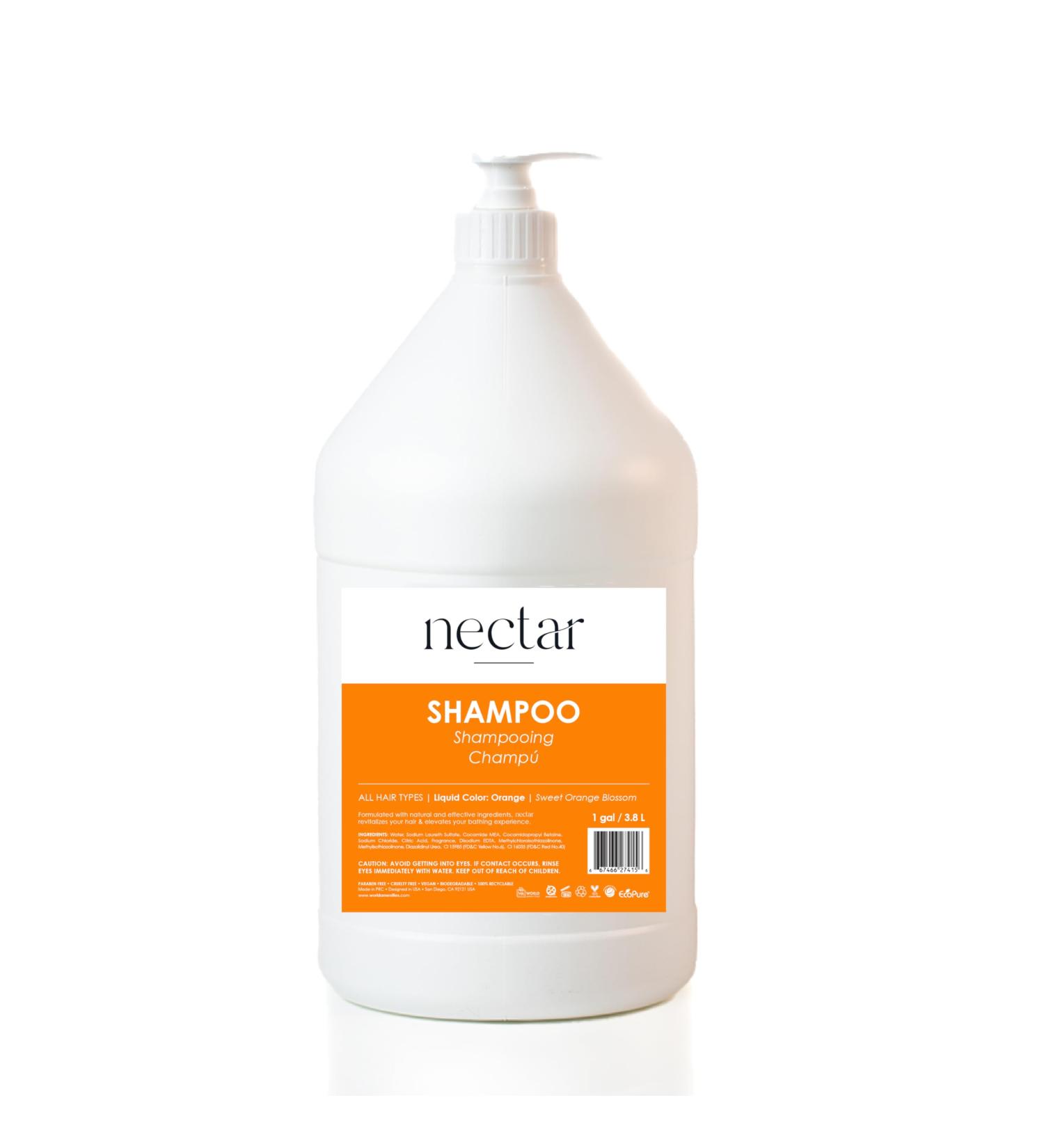 Nectar Shampoo 1 Gallon | Sweet Orange Blossom Scent | Hotel Amenities & Airbnb Rentals | All Hair Types - 3.8L Refill Bottle with Pump - Buy Online on GoSupps.com