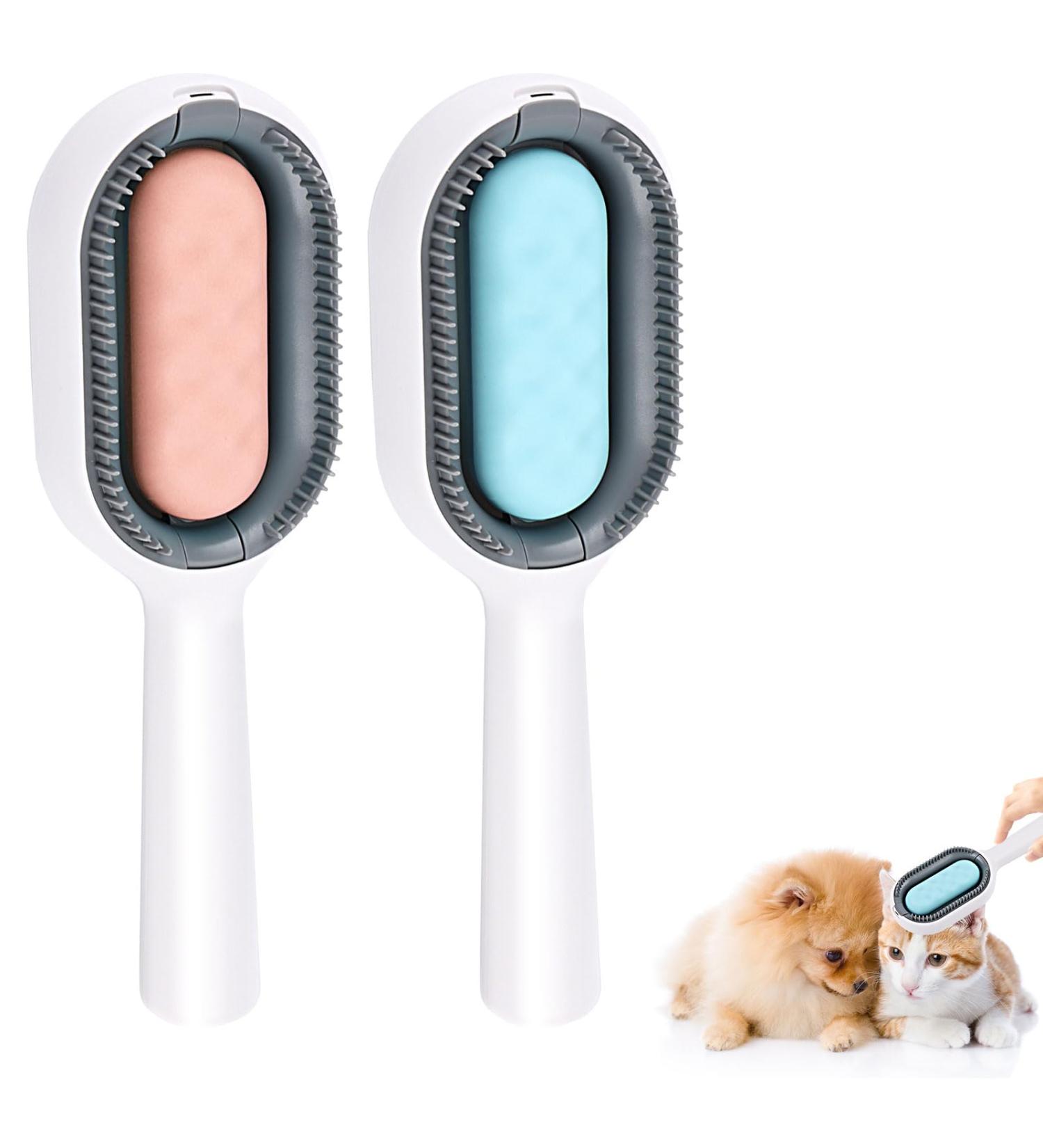 2-Piece Cat Brush Set | Portable Animal Hair Removal Brush with Water Tank | Multi-Functional Pet Cleaning Tool - Buy Online on GoSupps.com