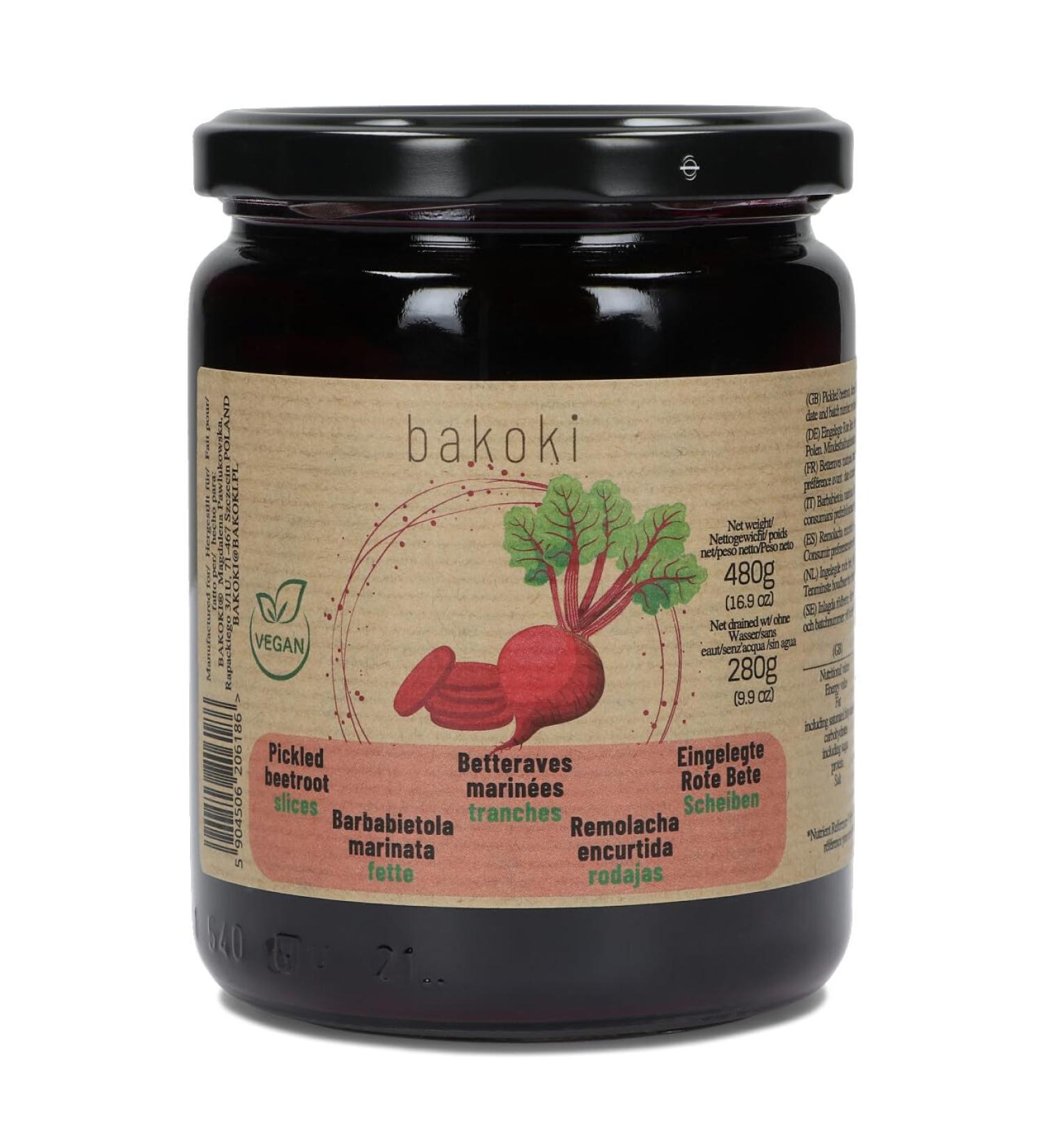 BAKOKI Premium pickled beetroot slices 480g (1 pack) Beetroot 480 g (1 pack)