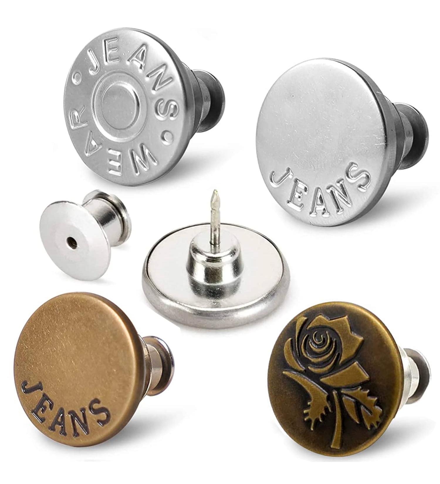 Feedee 8 Sets Jean Buttons Pins - No Sew Jean Buttons for Loose Jeans - Adjustable and Snap Tack Jeans Button Replacement - Buy Online on GoSupps.com