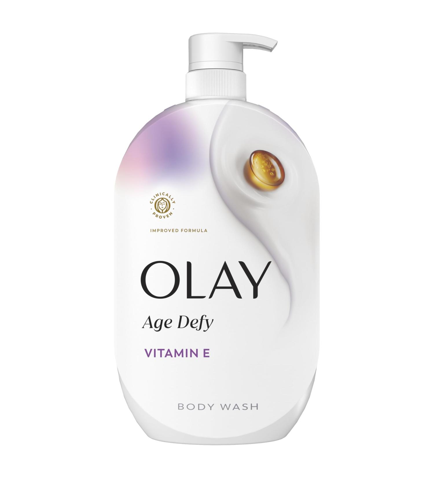 Olay Body Wash for Women Age Defy with Vitamin E 24/7 Moisture Barrier Repair Hydrating & Cleansing Formula for Visibly Healthy Soft Skin Vitamin B3 & Hyaluronic Blend All Skin Types 29 fl oz - Buy Online on GoSupps.com