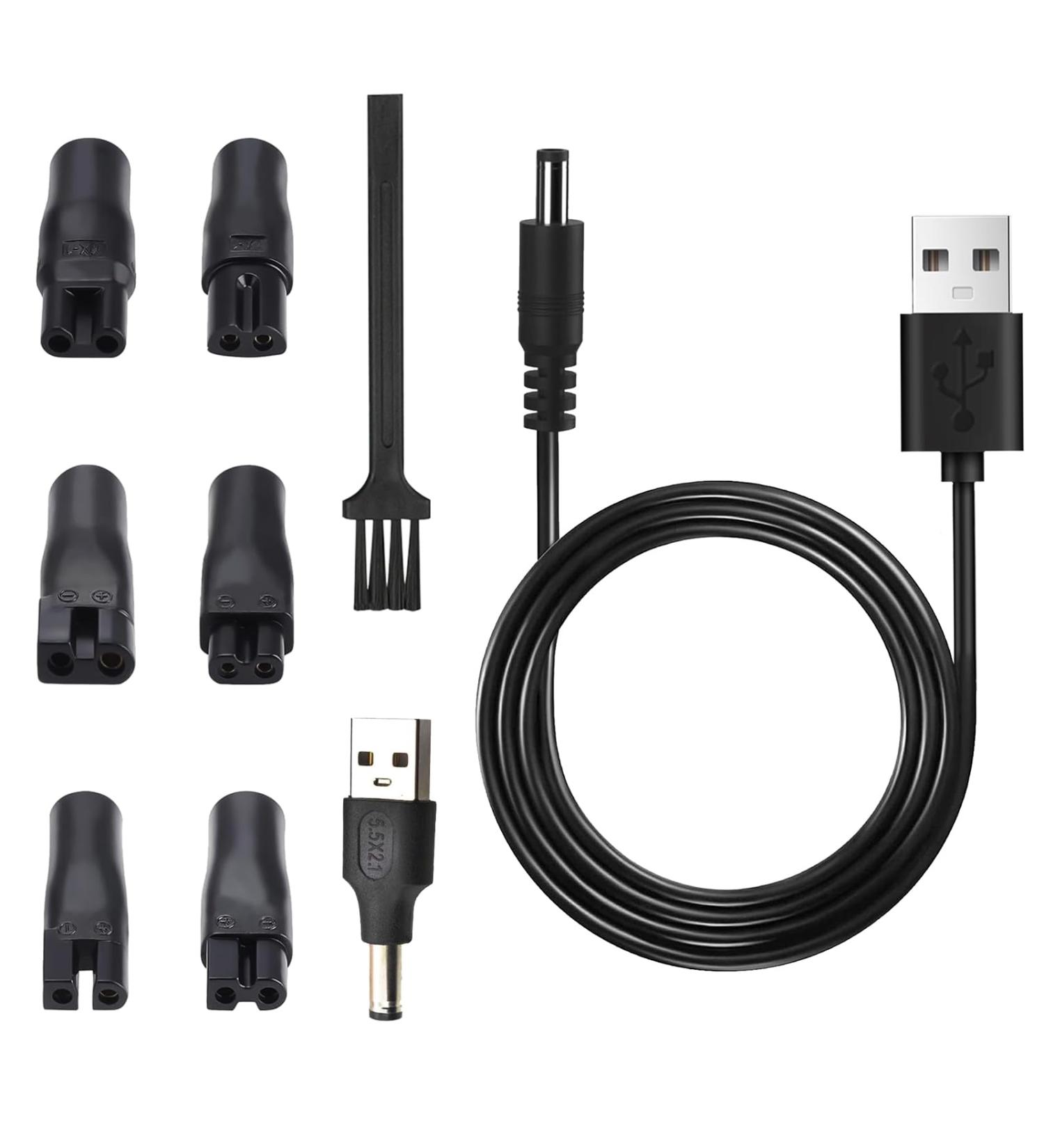 5V USB Mesh Cable Set - 7-in-1 Multifunction USB Adapter for Razor Chargers & Shavers | Compatible with Philips Remington Braun Series - Buy Online on GoSupps.com
