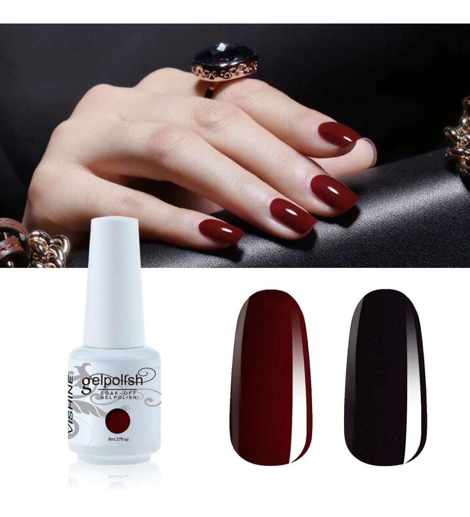 Vishine 2 Colors Nail Gel Polish Set Black Dark Red Wine Color Soak Off UV LED Varnish Long Lasting Nail Art Classic Collection - Buy Online on GoSupps.com