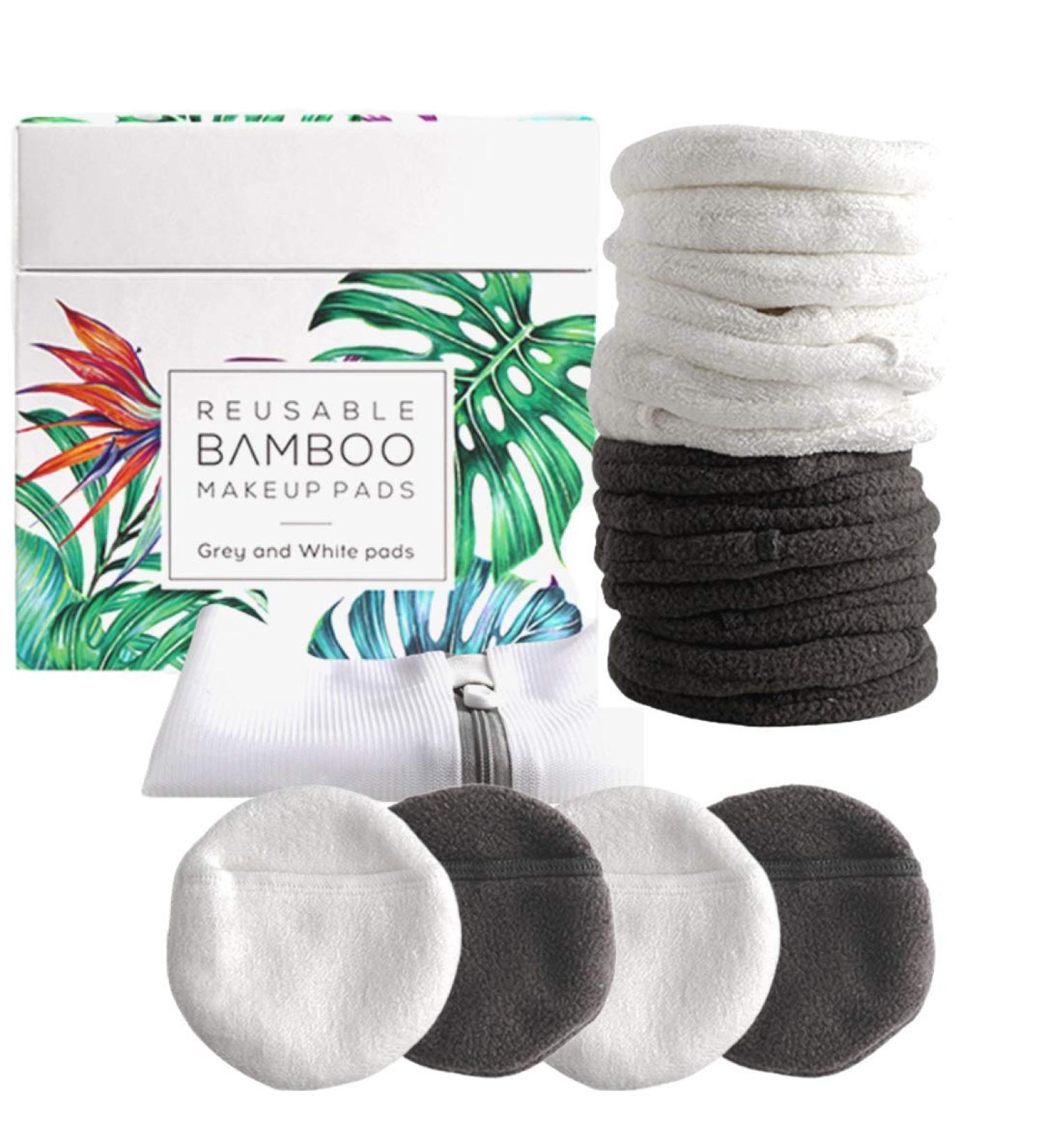 Luxury Bamboo Reusable Makeup Remover Pads (14 Pack) NYC USA Brand - Four Layer Face Pads with Pocket - Eco-Conscious and Reusable Bamboo Face Pads - White/Grey - Includes Mesh Washing Bag - Buy Online on GoSupps.com