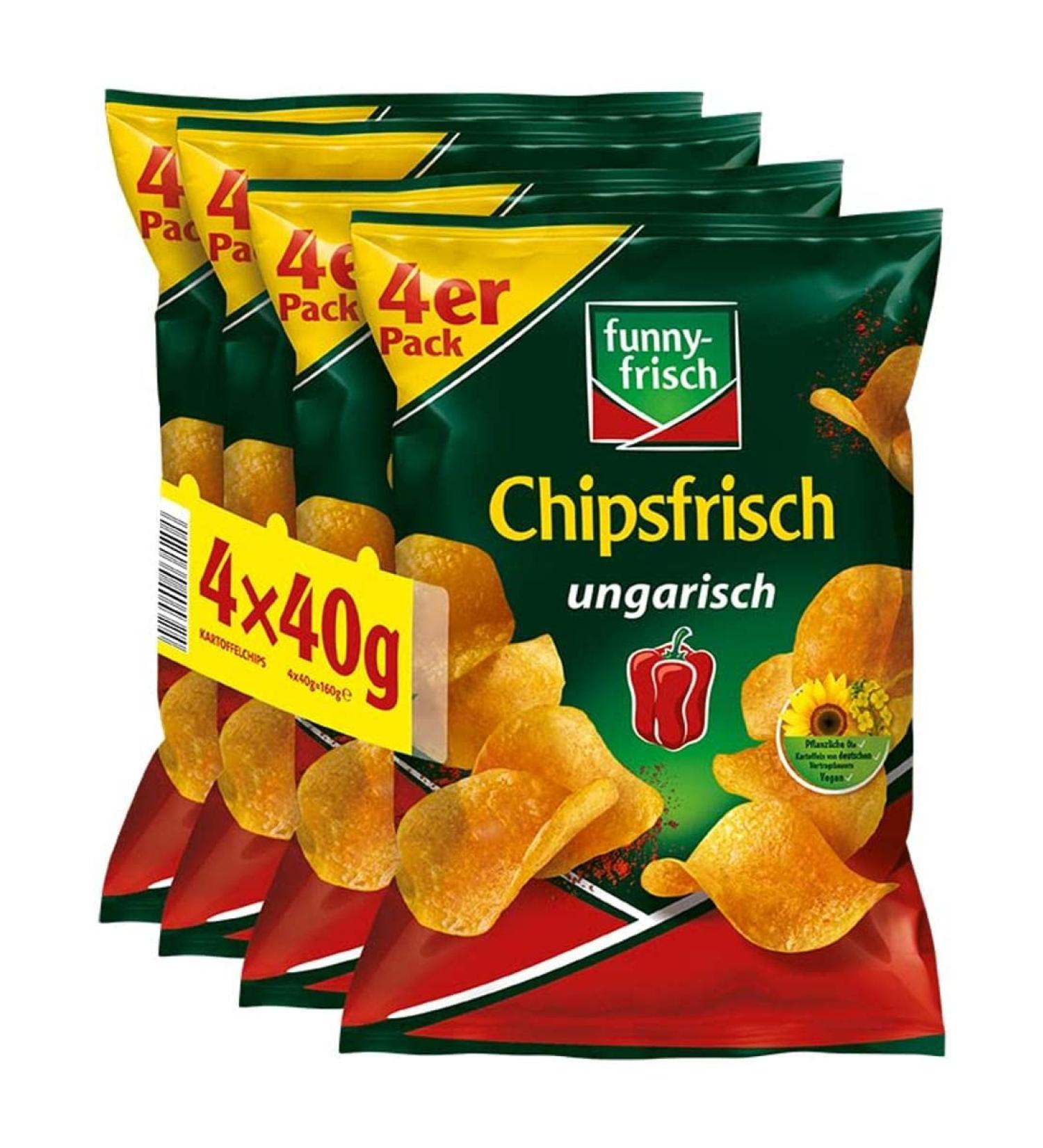 Buy Funny-Frisch Chipsfrisch Hungarian - Pack of 4 (4 x 40g) - Authentic Hungarian Flavor Snacks - Buy Online on GoSupps.com