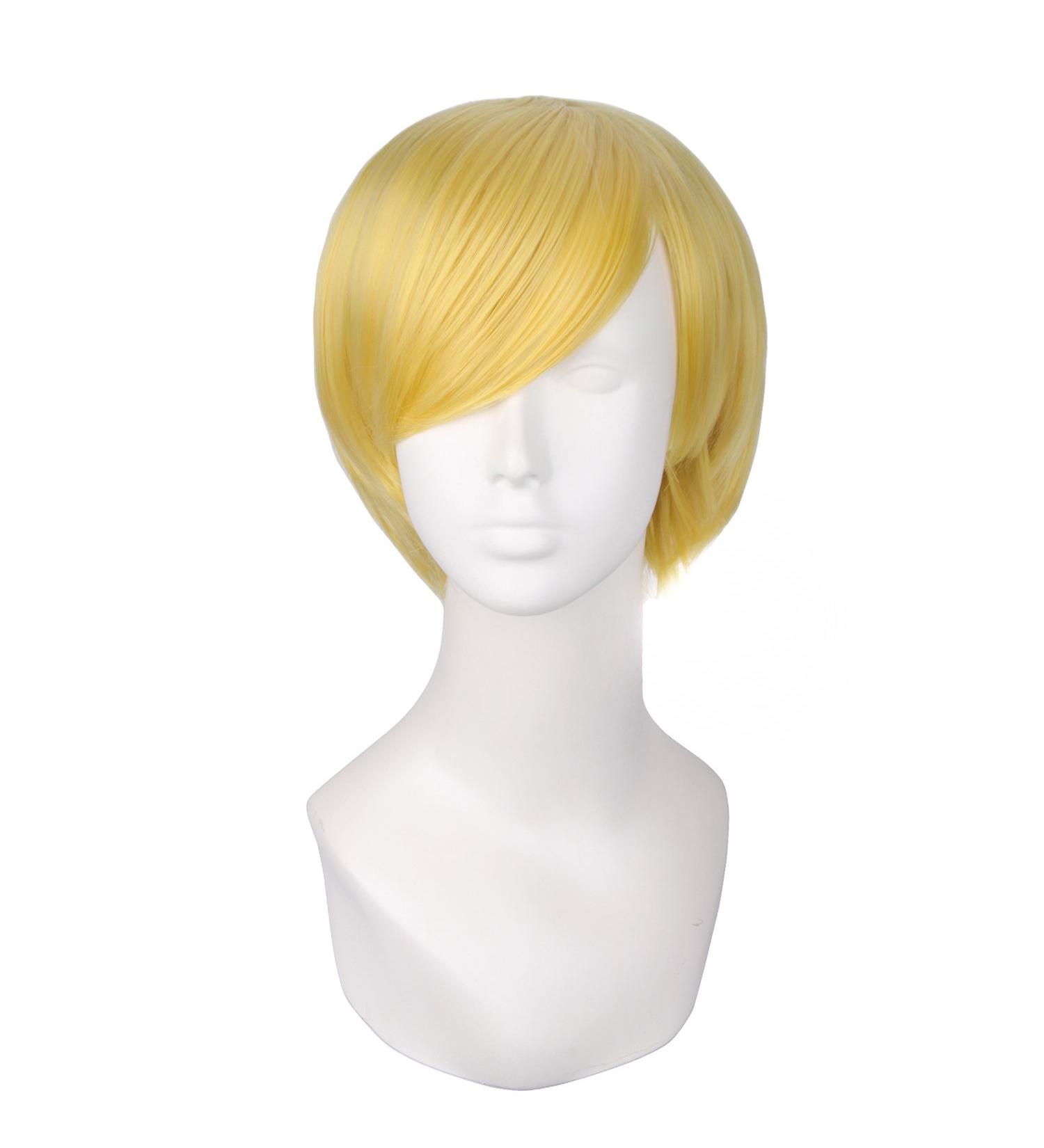 MapofBeauty Cosplay Men's Short Straight Wig - Blonde Flax Yellow - Buy Online on GoSupps.com