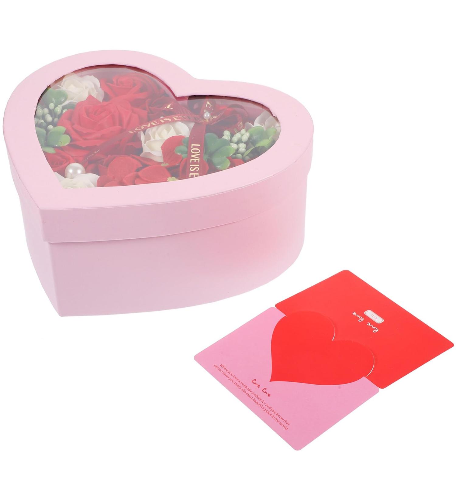 TOPBATHY Soap Decors Valentines Day in Box 1 Set of Shaped Soap Rose Box Soap Flowers Box with Greeting Cards Floral Scented Bath Soap for Women Girls Red - Buy Online on GoSupps.com