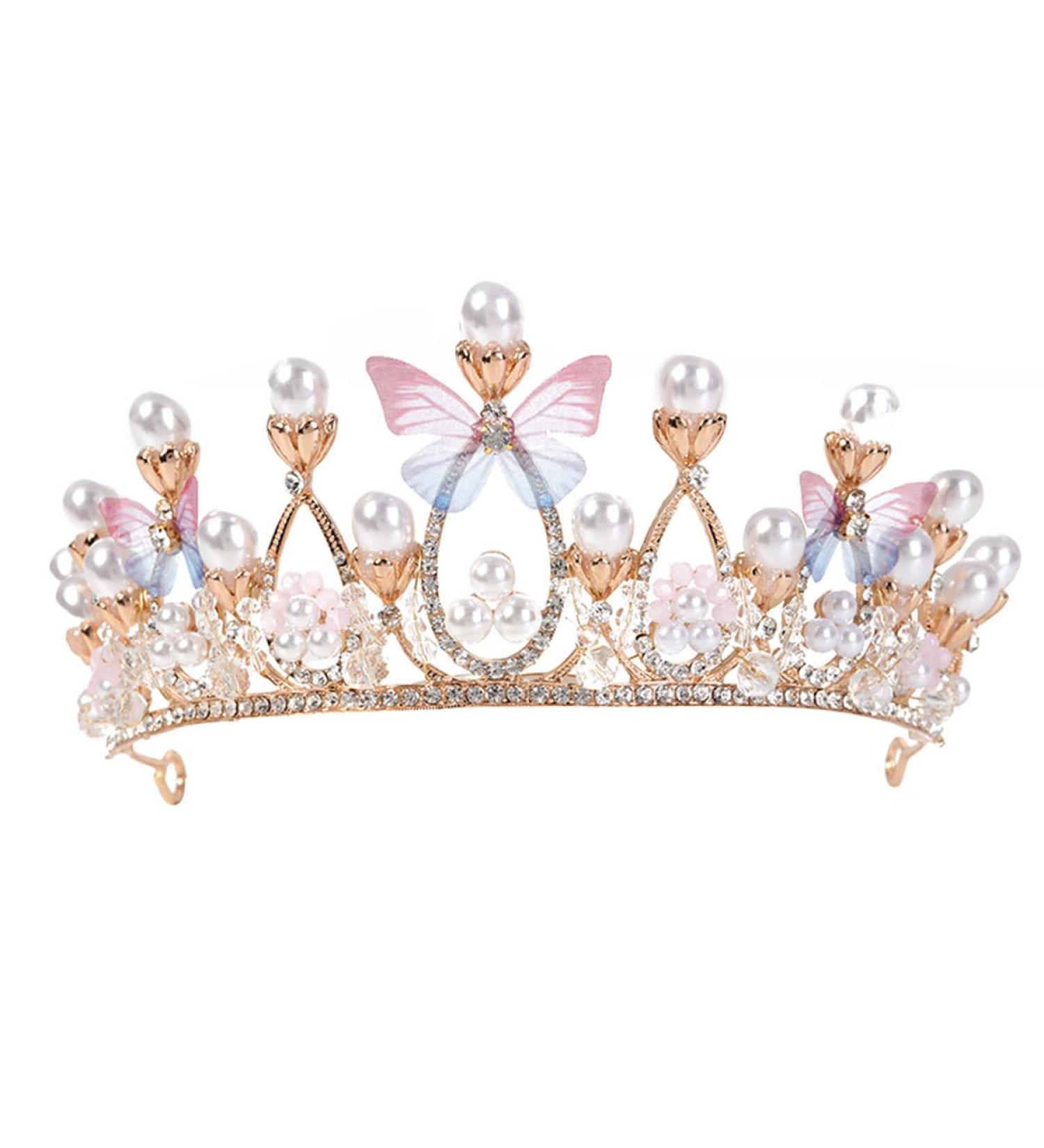 Handmade Crystal Princess Tiara Headband - Fineder Butterfly Crown for Girls - Wedding, Prom, Birthday - Buy Online on GoSupps.com