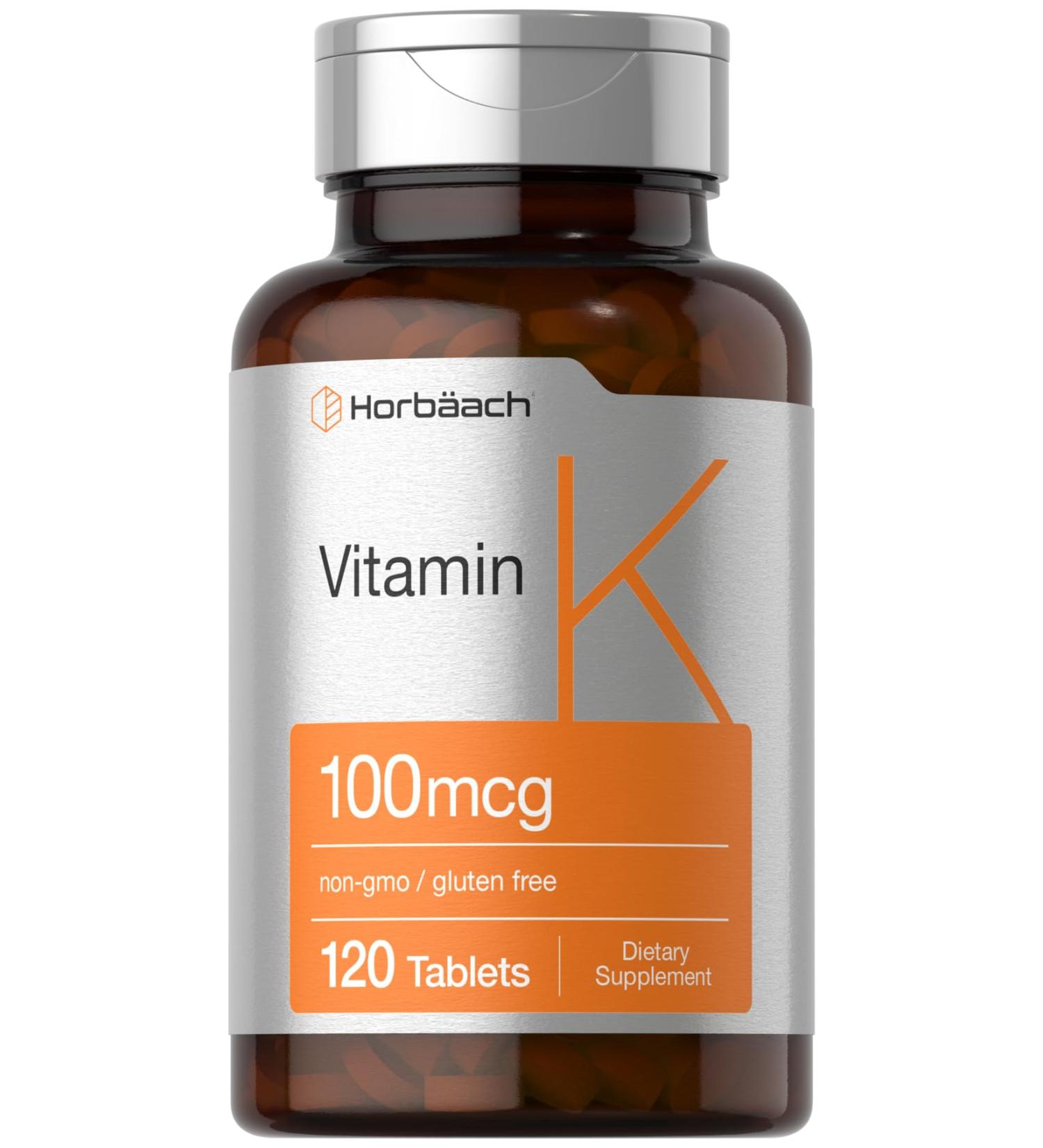 Horb ach Vitamin K Supplement | 100mcg | 120 Tablets | Vegetarian Non-GMO & Gluten Free Supplement - Buy Online on GoSupps.com