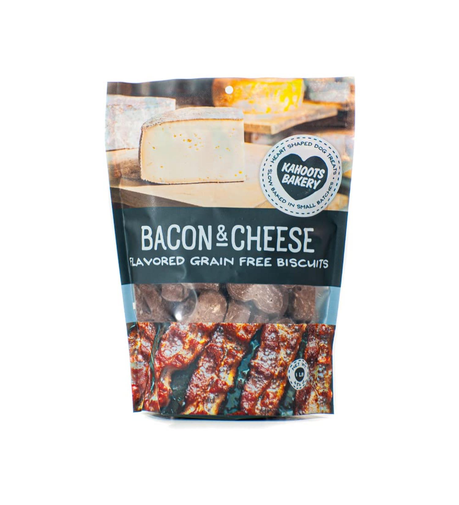 KAHOOTS Grain Free Bacon & Cheese Dog Biscuits | Premium All-Natural Small Batch Bacon & Cheese Treats (1lb) - Buy Online on GoSupps.com