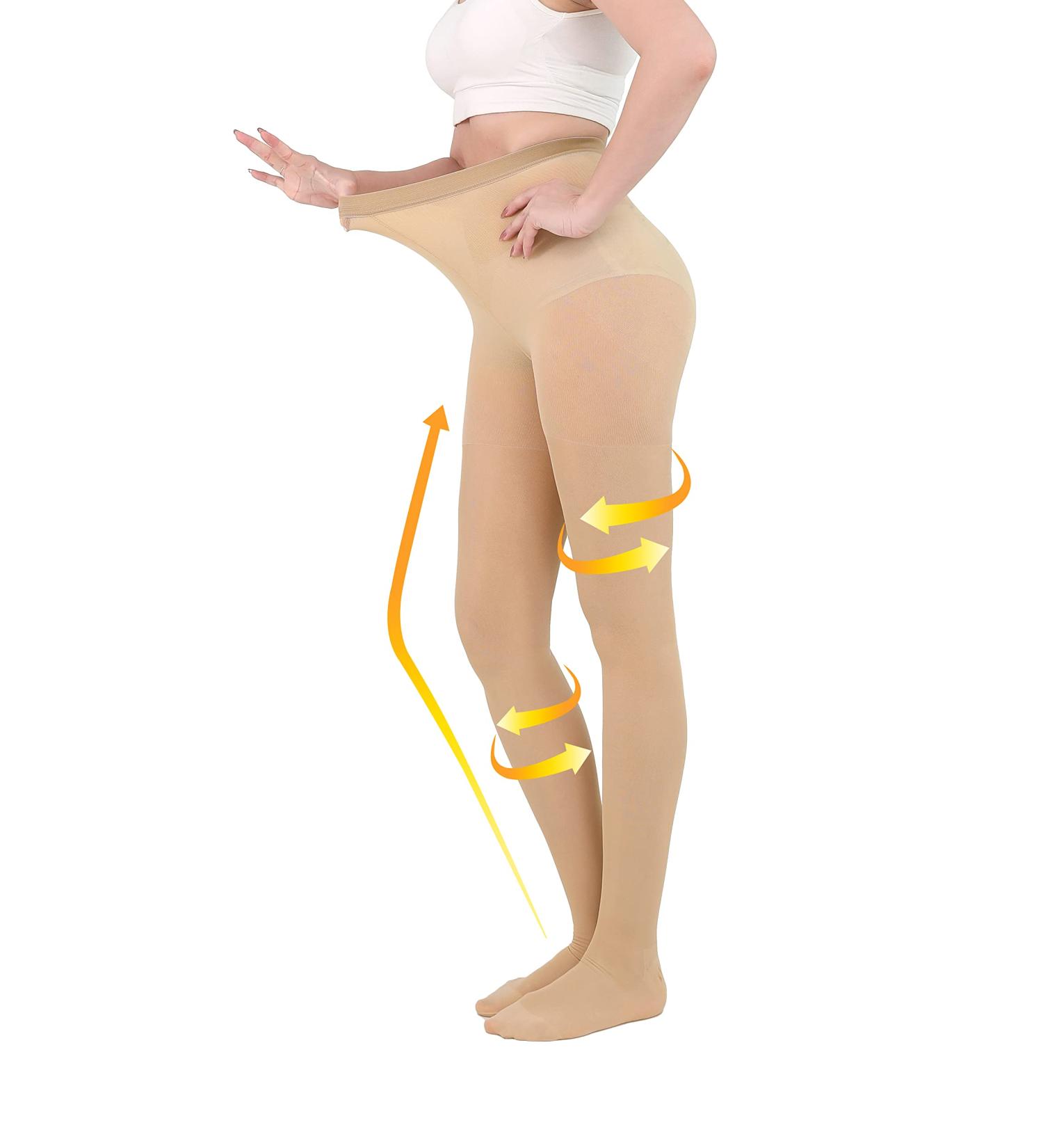 AMZAM Sheer Compression Pantyhose for Women - 15-20 mmHg Graduated Support Stockings Closed Toe Comfortable Relief for Swelling & Improved Circulation - Beige M - Buy Online on GoSupps.com