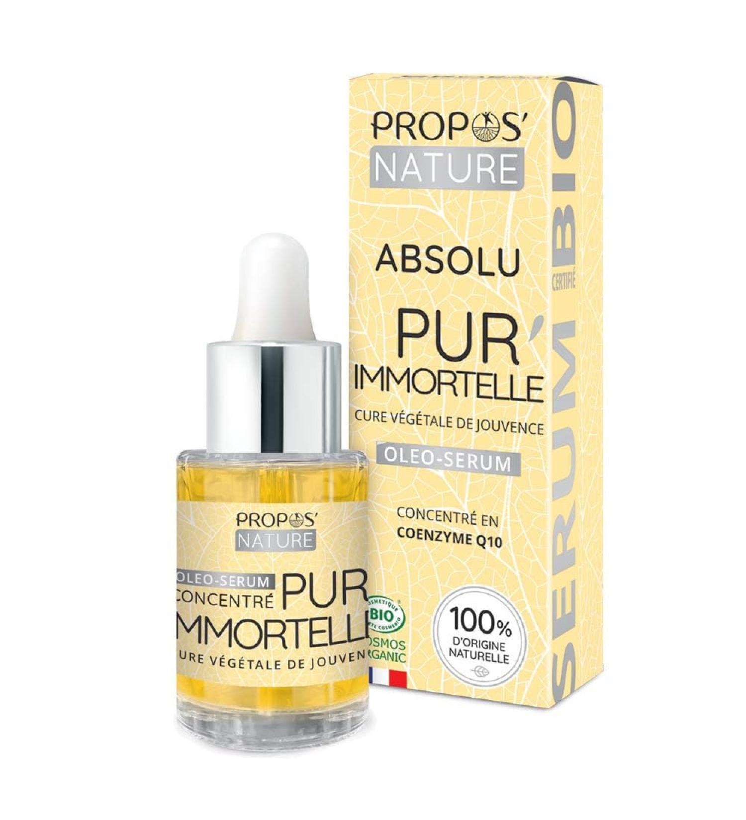 Absolu Oleo-Serum Pur'immortelle Bio - Helichrysum - Coenzyme Q10 - 30ml - Propos'Nature - 100% Natural - Made in France - Buy Online on GoSupps.com