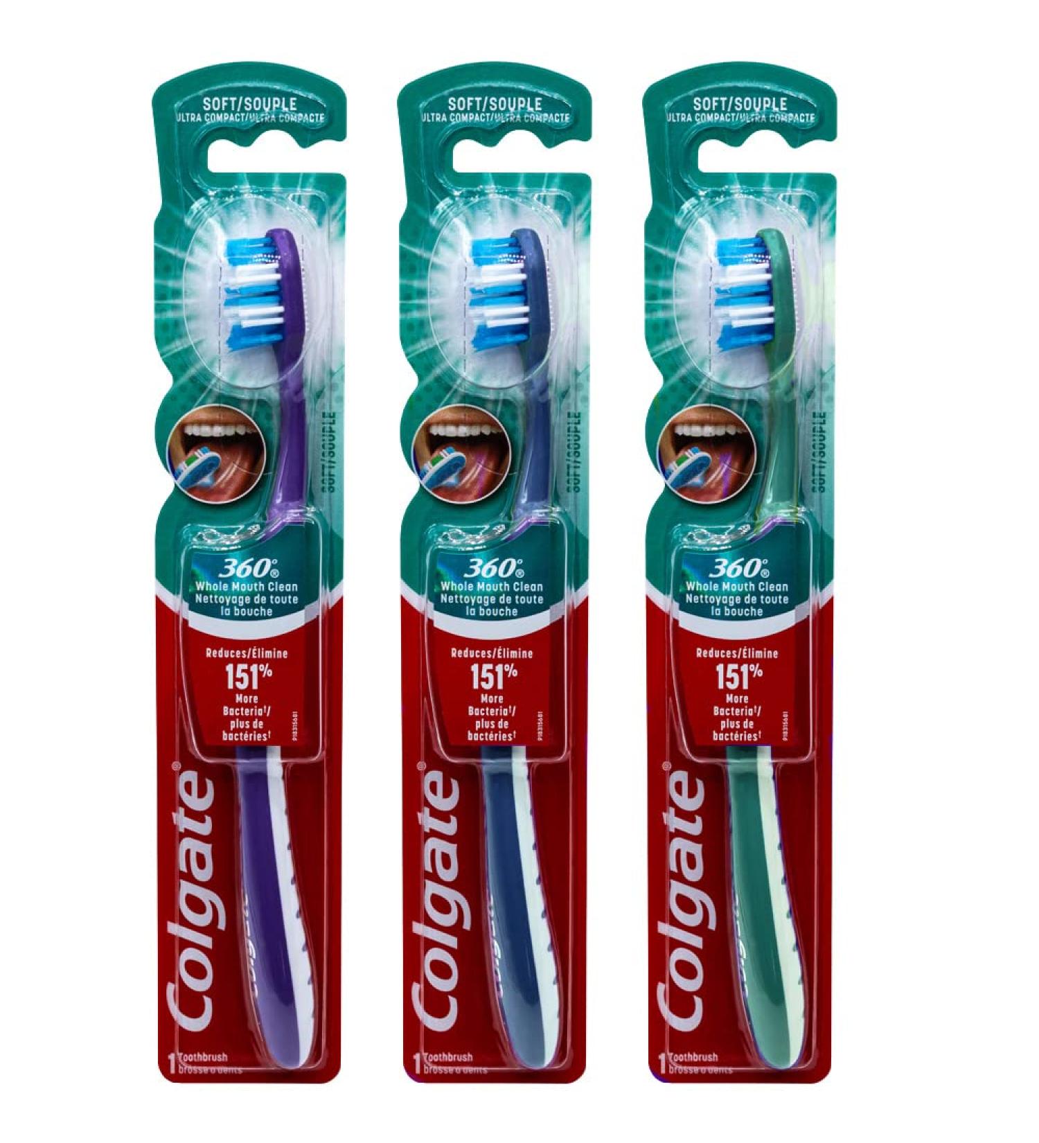 Colgate 360 Ultra Compact Soft Toothbrush - Pack of 3 - Buy Online on GoSupps.com