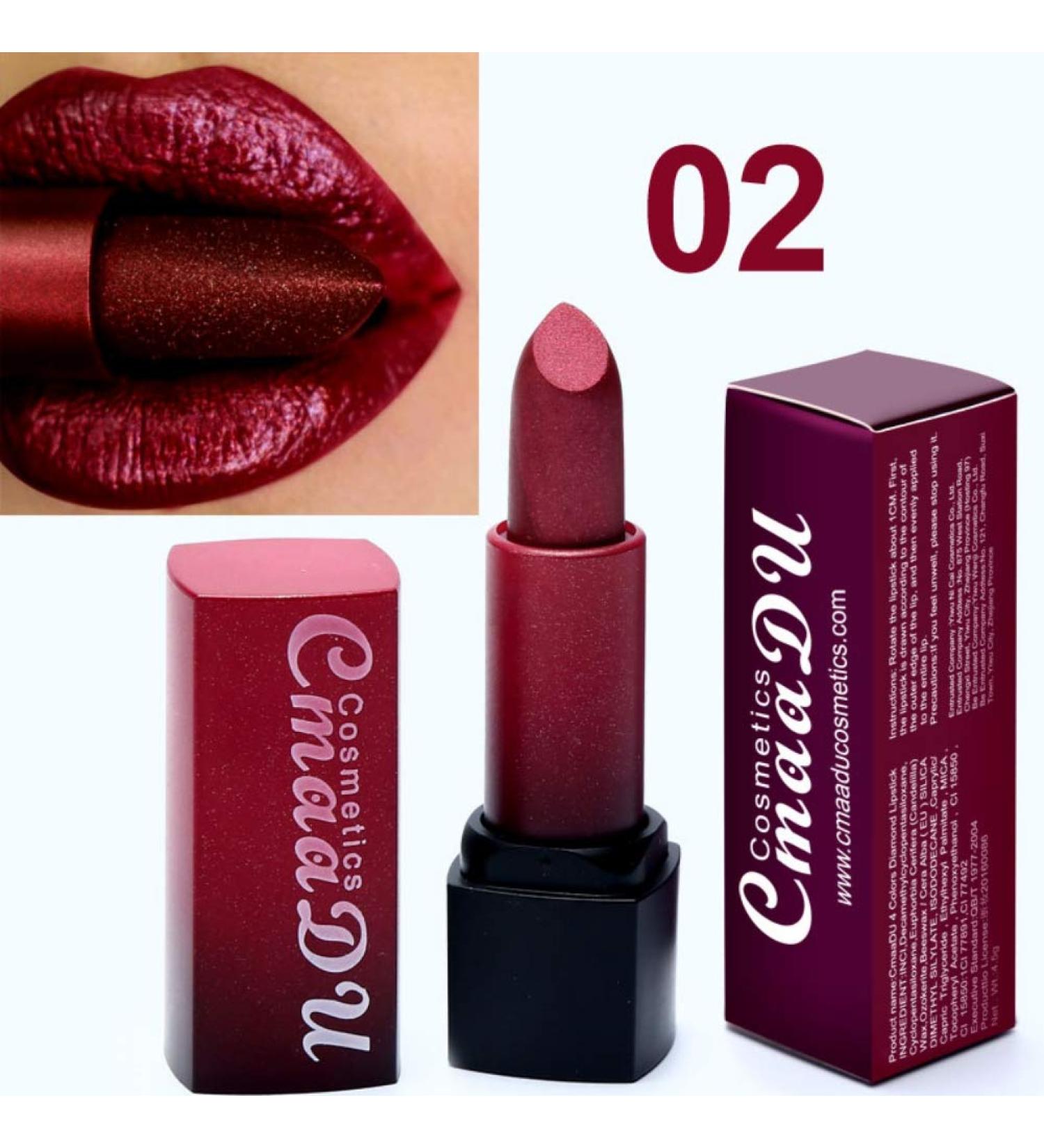 ColorfulLaVie Diamond Waterproof Lipstick Waterproof Non-stick Cup Long Lasting Colorfast Shimmer Luminous Lipstick (A2)