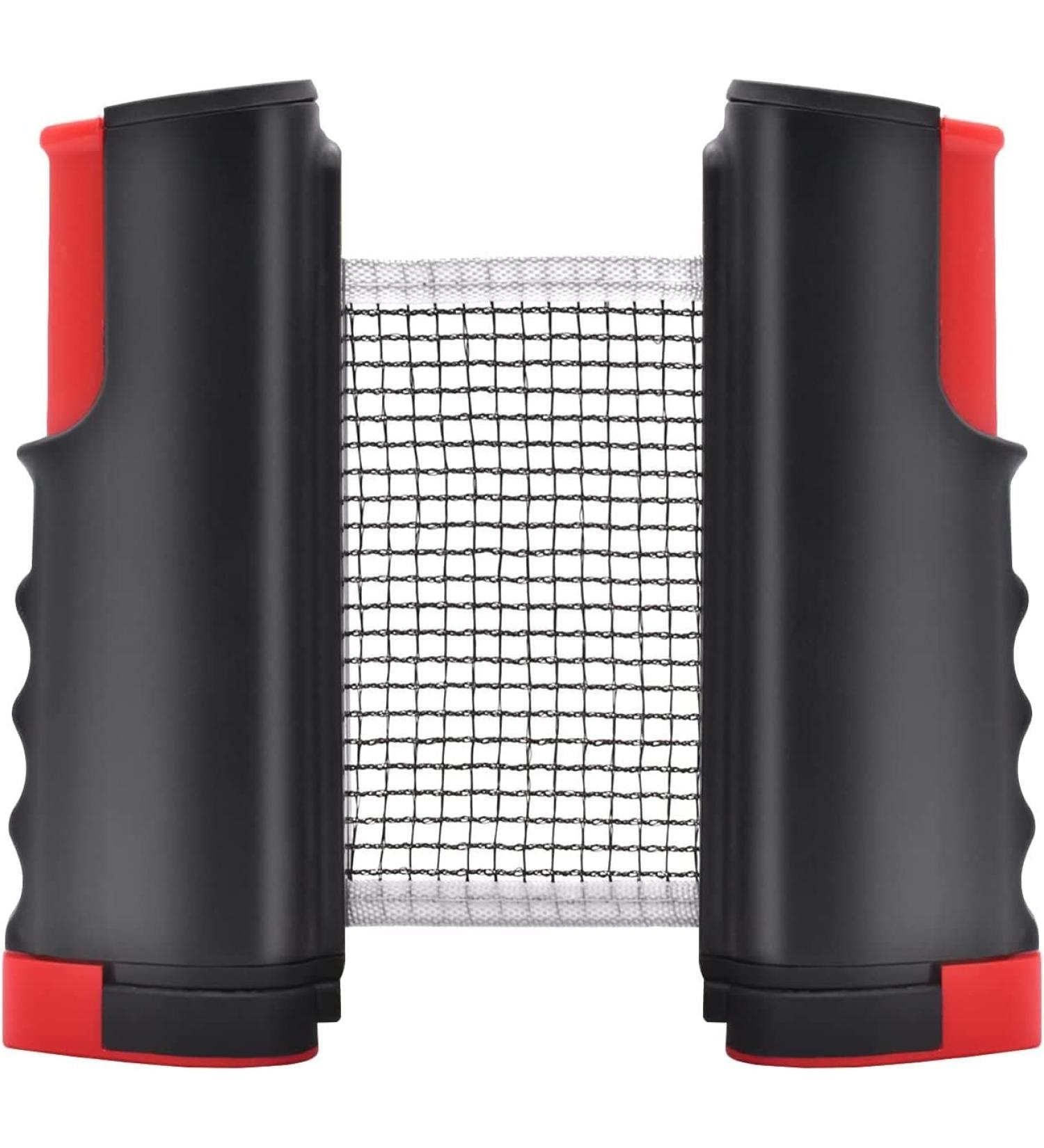 Neobadge Retractable Table Tennis Net - Clampable on Any Desktop (Red/Black) - Fits Tables <6ft Long & <1.8in Thick - Buy Online on GoSupps.com