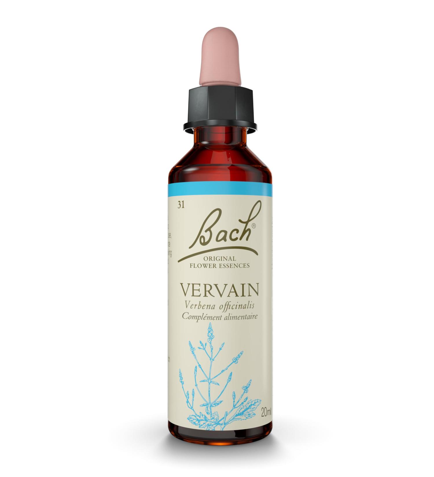 Bach Original Flowers Vervain No 31 for moderation helps to be more temperate in its interactions. Natural floral elixir for emotional well-being. Dropper 20 ml Vegan - Buy Online on GoSupps.com