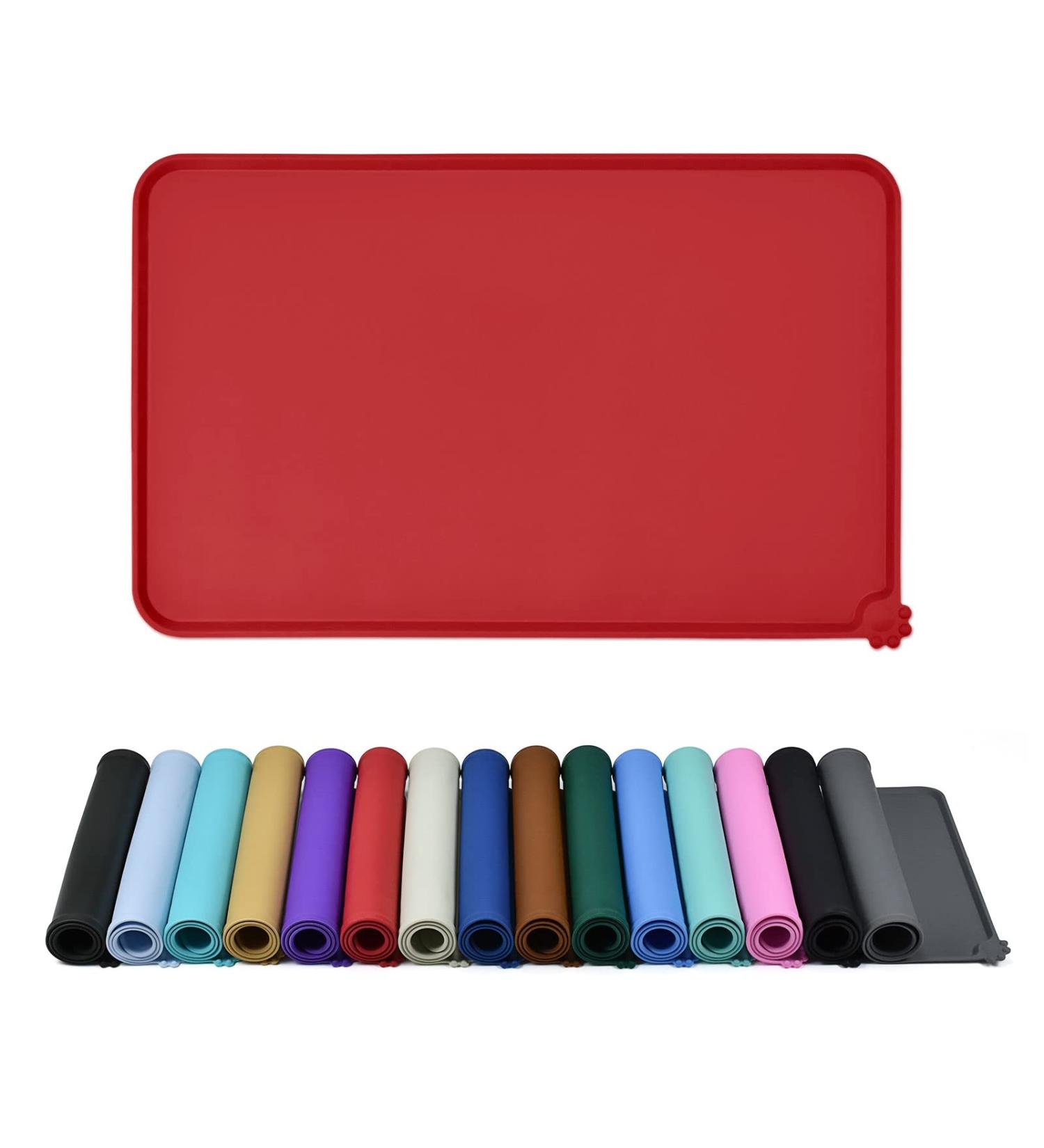 Reopet Waterproof Silicone Pet Feed Mat - Elevated Edges for Dogs & Cats | 60x40 cm Red - International Shipping Available - Buy Online on GoSupps.com