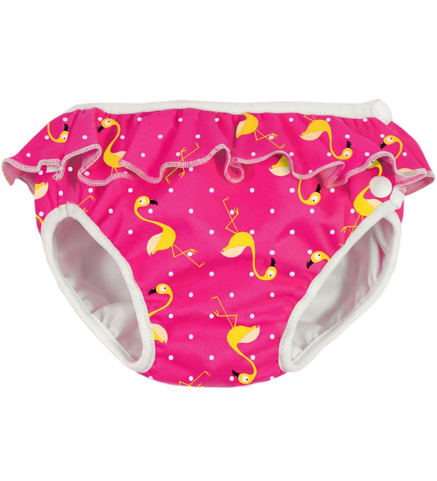 Imsevimse swim diaper bathing diaper aqua diaper model Pink Flamingo with ruffle NB 4-6kg