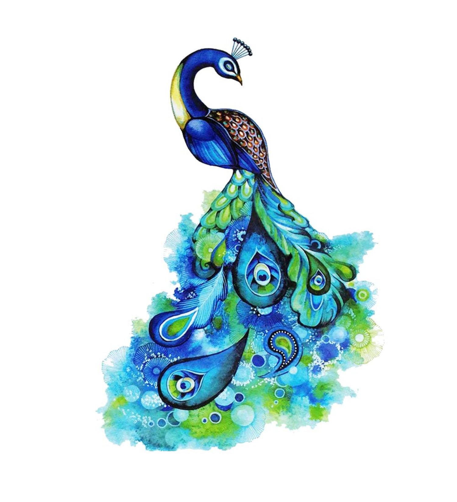 Yesallwas Large Peacock Temporary Tattoo Sticker - Waterproof & Long Lasting Fake Tattoos for Women - Realistic Arm Body Art for Girls and Models - Buy Online on GoSupps.com