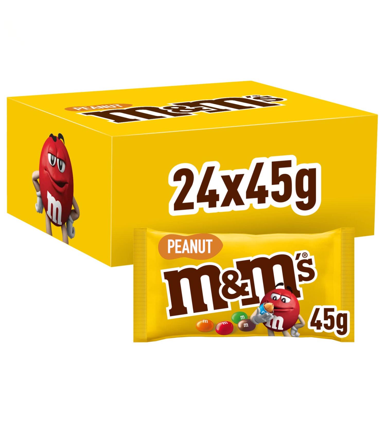 M&M's Peanut Chocolate Candy - 24 Pack (24 x 45g) - Perfect for On-the-Go Snacking - International Shipping Available - Buy Online on GoSupps.com