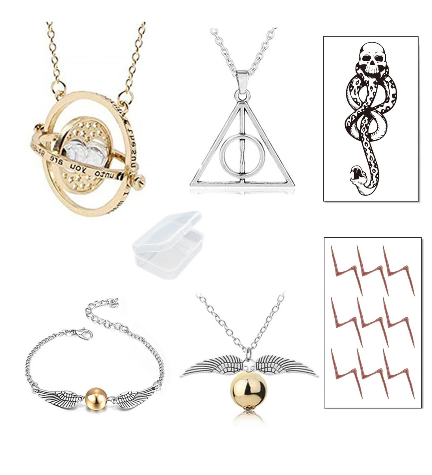 Halloween Death Eater Tattoos Set with Skull Snake Design - Fake Temp Tattoos, Friendship Bracelets, and Necklace - Ideal Birthday Gifts for Teen Girls - Buy Online on GoSupps.com