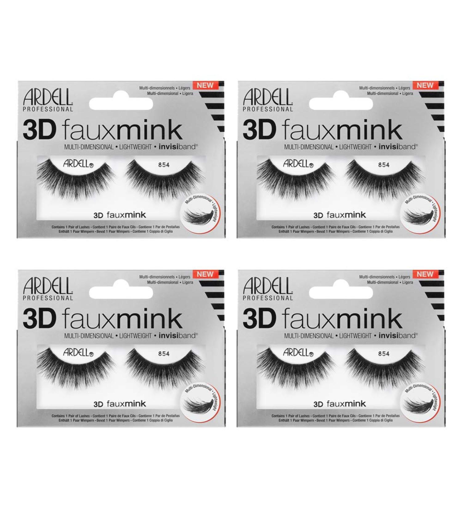 Ardell 3D Faux Mink 854 False Eyelashes - Pack of 4 Pairs - Buy Online on GoSupps.com