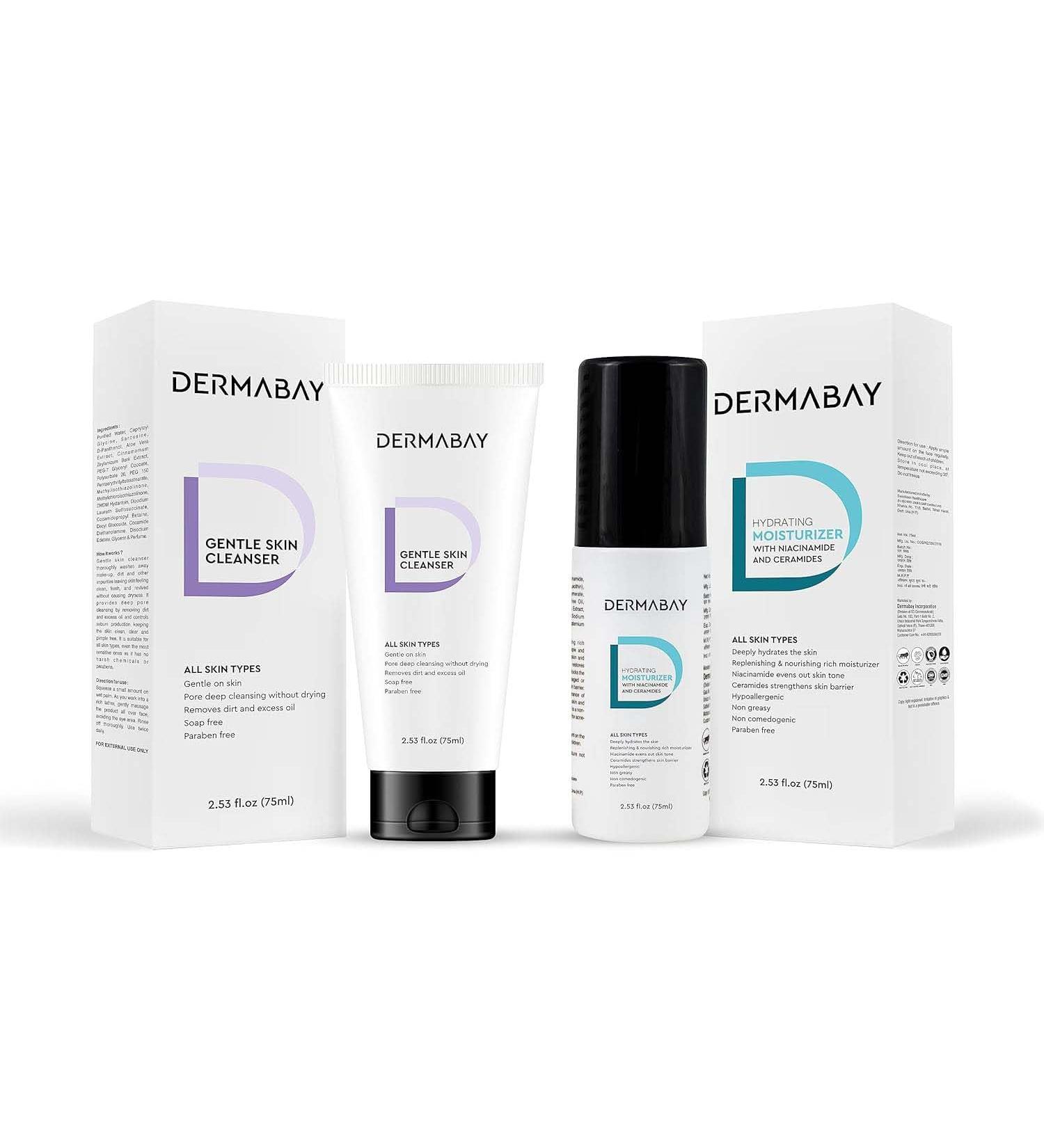 Dermabay Cleanse n Glow Combo: Moisturizer(75ml)+Face Wash(75ml) Ultimate Protection & Nourishment for Healthy Glowing Skin-Ideal for Women Men Experience the Perfect Skincare Duo for Sun Protection - Buy Online on GoSupps.com